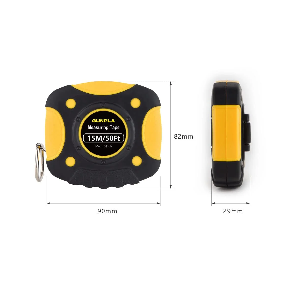 متر نواری 15 متری، متر جمع شونده امپریال و متریک با نوار فولادی سفید برای ساخت و ساز، مصارف خانگی و اندازه گیری نجاری