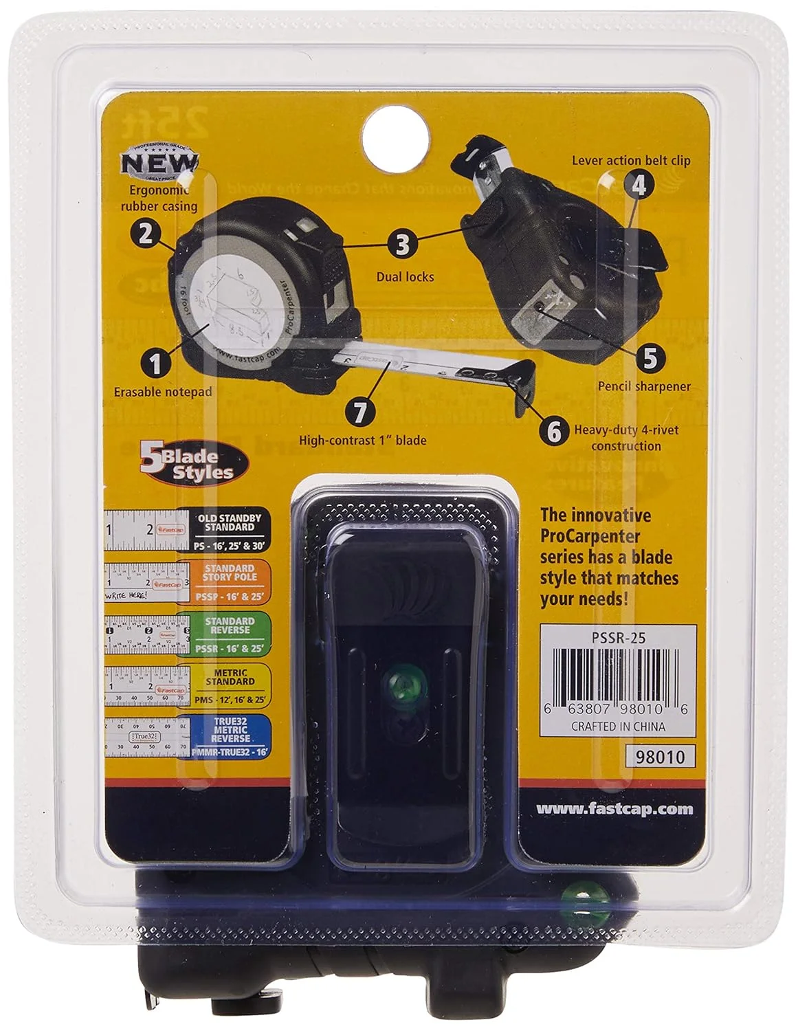 متر نواری استاندارد 7.5 متری ProCarpenter چپ دست/راست دست Fastcap مدل PSSR-25 متر نواری استاندارد 7.5 متری ProCarpenter چپ دست/راست دست Fastcap مدل PSSR-25