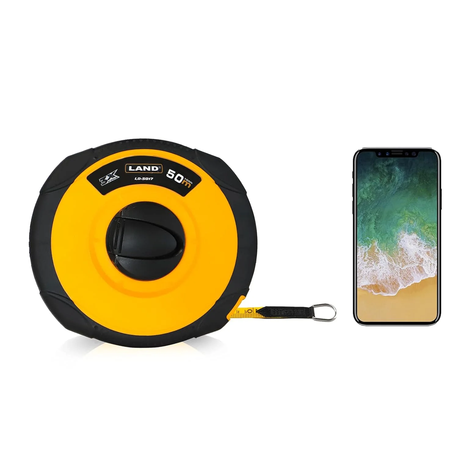 متر نواری فایبرگلاس 50 متری LAND - مقیاس دوگانه اینچ/متریک، سبک و بادوام، متر اندازه گیری بلند قابل حمل برای ساخت و ساز، نقشه برداری، محوطه سازی متر نواری فایبرگلاس 50 متری LAND - مقیاس دوگانه اینچ/متریک، سبک و بادوام، متر اندازه گیری بلند قابل حمل برای ساخت و ساز، نقشه برداری، محوطه سازی