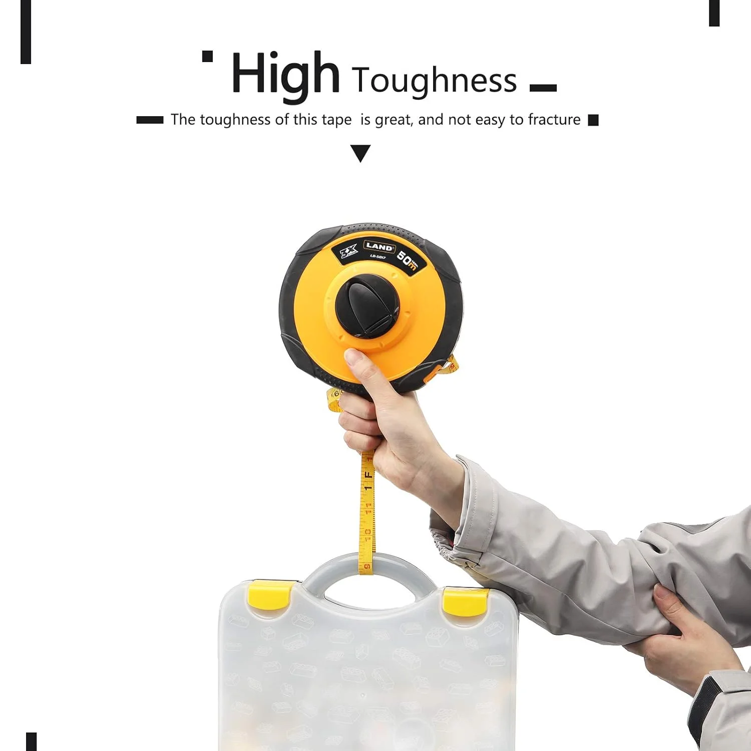 متر نواری فایبرگلاس 50 متری LAND - مقیاس دوگانه اینچ/متریک، سبک و بادوام، متر اندازه گیری بلند قابل حمل برای ساخت و ساز، نقشه برداری، محوطه سازی متر نواری فایبرگلاس 50 متری LAND - مقیاس دوگانه اینچ/متریک، سبک و بادوام، متر اندازه گیری بلند قابل حمل برای ساخت و ساز، نقشه برداری، محوطه سازی