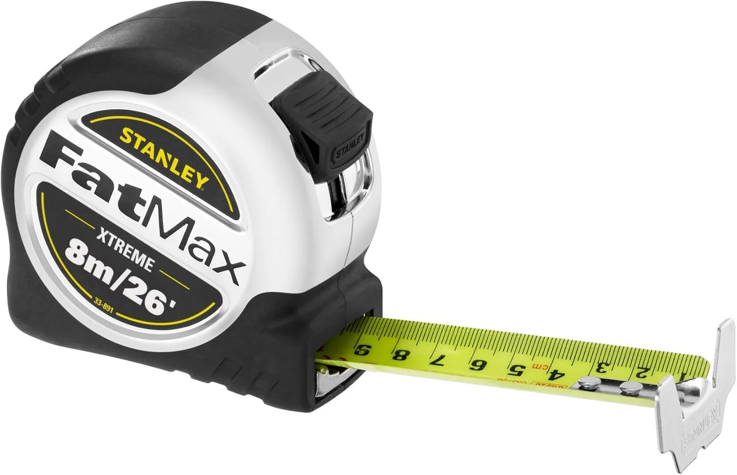 متر نواری استنلی FATMAX XTREME سیستم متریک/اینچی 8 متری با عرض 32 میلی متر، بدنه کرومی و روکش لاستیکی 5-33-891 متر نواری استنلی FATMAX XTREME سیستم متریک/اینچی 8 متری با عرض 32 میلی متر، بدنه کرومی و روکش لاستیکی 5-33-891