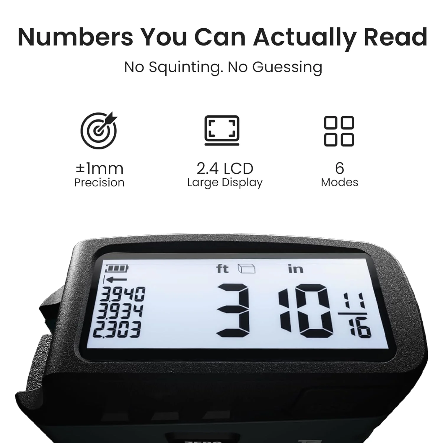 متر نواری دیجیتال 2 در 1، 5 متر با نمایشگر، متر نواری هوشمند، حالت فیثاغورس اندازه گیری حجم مساحت، ضد آب و قابل شارژ، 1/2 خود مرکز، 20 گروه حافظه تاریخی