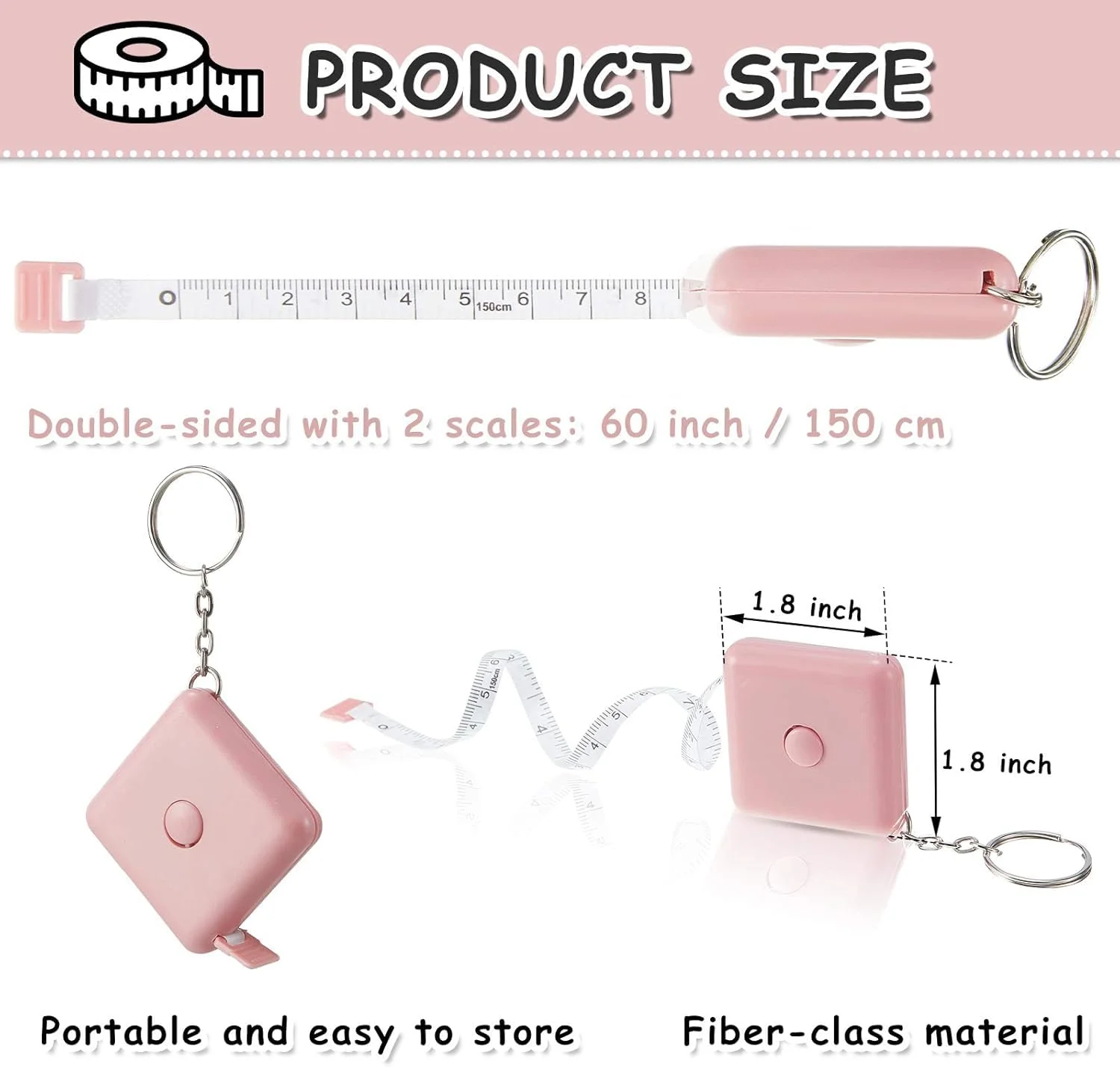 مجموعه 6 عددی متر خیاطی نرم و جمع شونده HIQUAY، متر دکمه ای کوچک، متر خیاطی، 150 سانتی متر، رنگ های پاستیلی، متر نرم قابل حمل، صورتی، سبز، آبی، با جاکلیدی مجموعه 6 عددی متر خیاطی نرم و جمع شونده HIQUAY، متر دکمه ای کوچک، متر خیاطی، 150 سانتی متر، رنگ های پاستیلی، متر نرم قابل حمل، صورتی، سبز، آبی، با جاکلیدی
