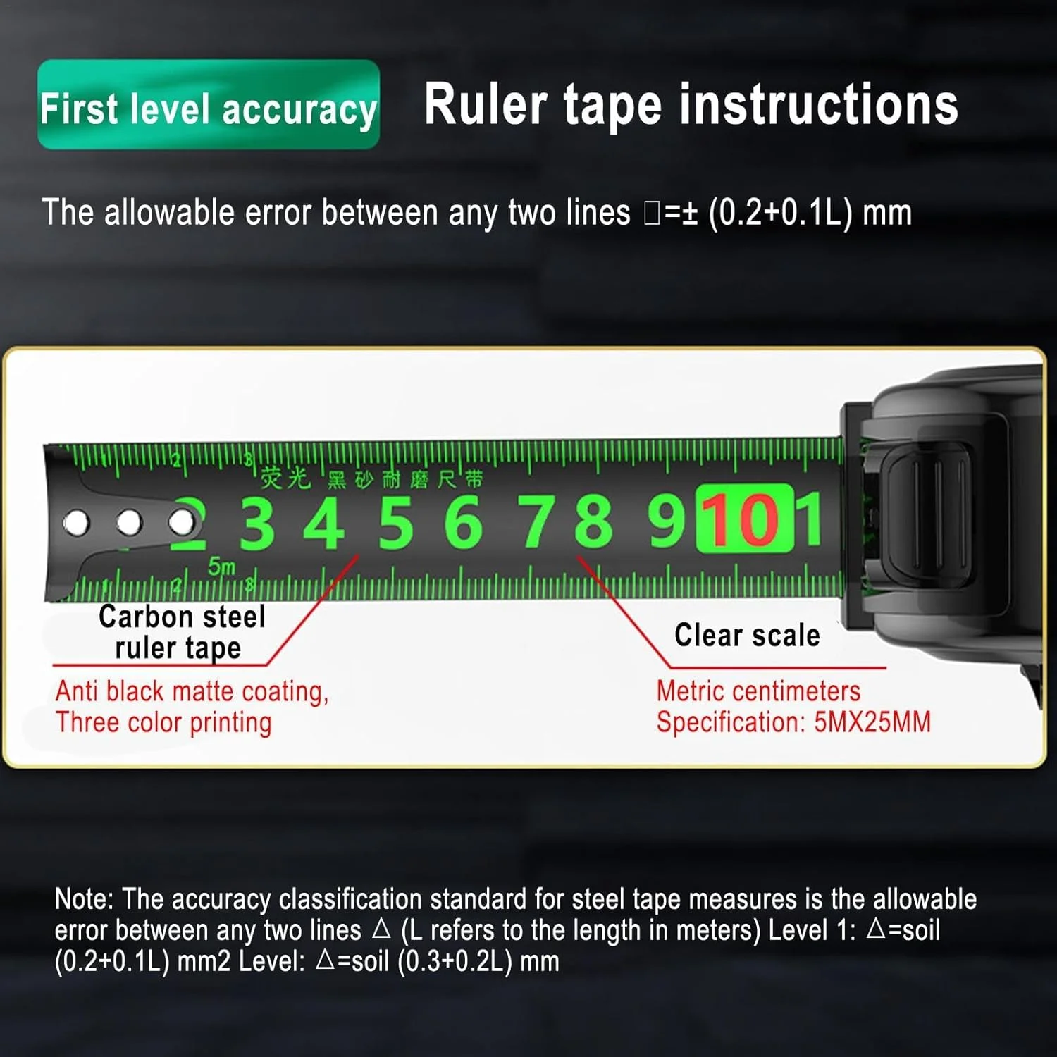 متر نواری 7.5 متری با دید آسان، مقاوم و فلورسنت با قابلیت جمع شدن و واحدهای متریک، مناسب برای نقشه برداران، مهندسان و برقکاران، دارای نوک مغناطیسی و روکش محافظ لاستیکی