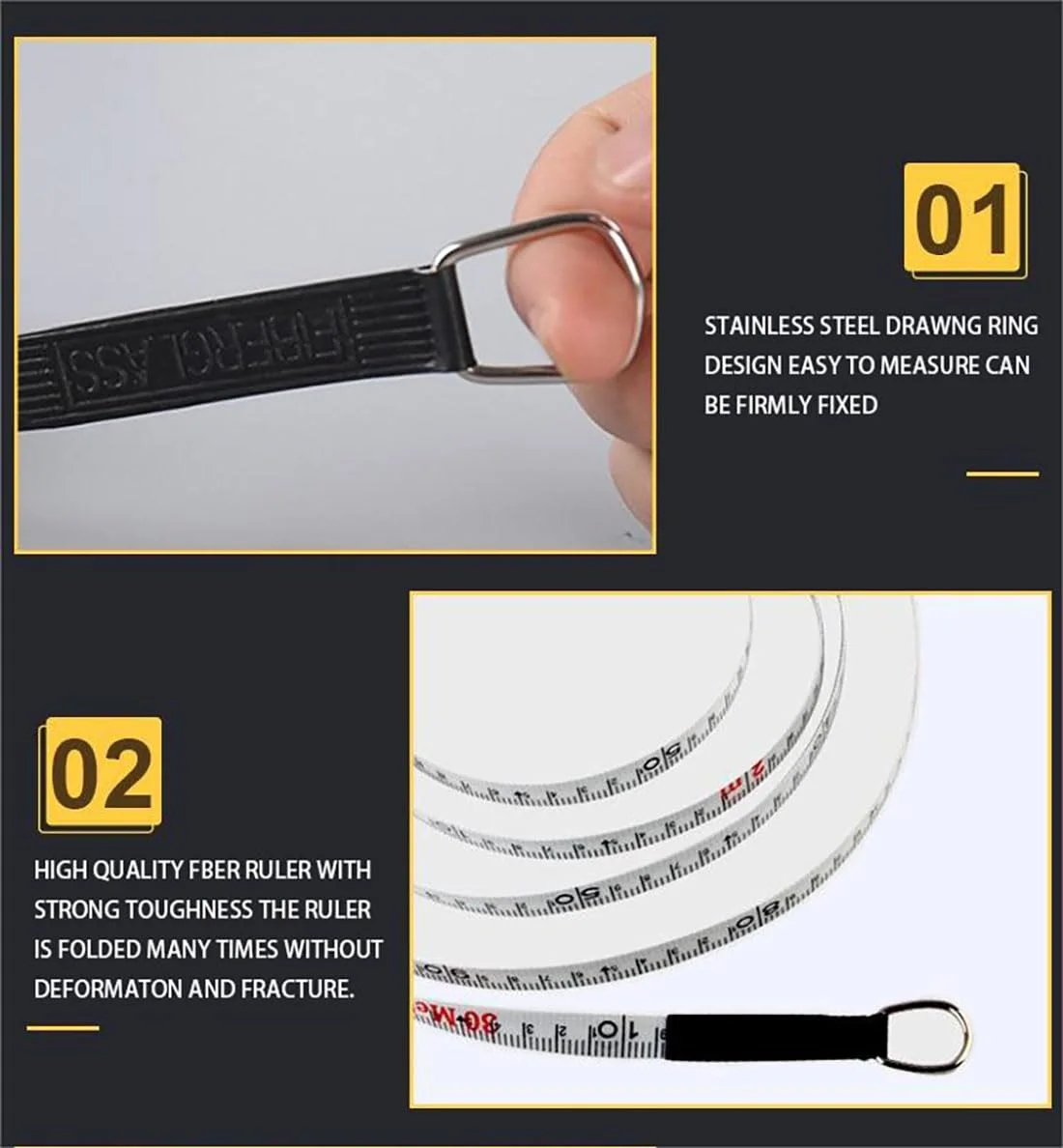 متر نواری فایبرگلاس، مناسب برای اندازه گیری در محل، خط کش های نرم برای نقشه برداران، مهندسان، برقکاران و ساخت و ساز (50 متر) متر نواری فایبرگلاس، مناسب برای اندازه گیری در محل، خط کش های نرم برای نقشه برداران، مهندسان، برقکاران و ساخت و ساز (50 متر)