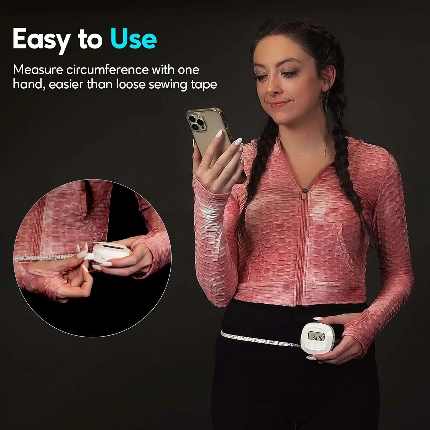 متر نواری اکسفور برای بدن، متر اندازه گیری دیجیتال هوشمند بلوتوثی با اپلیکیشن، عملکرد جمع شونده، متر اندازه گیری دقیق برای کاهش وزن، افزایش حجم عضلات، بدنسازی و تناسب اندام، اینچ و سانتی متر