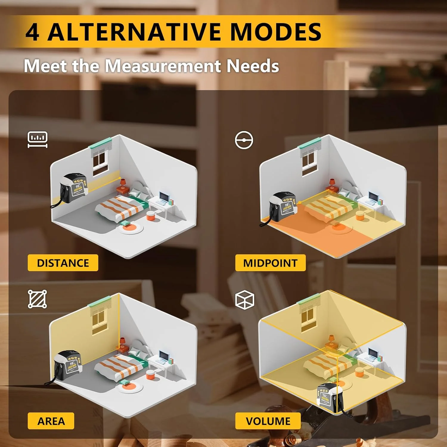 متر دیجیتال 2 در 1 Alloyman، طول 4.8 متر، 6 گزینه واحد، 4 حالت اندازه گیری، ذخیره 50 رکورد، قفل خودکار با قلاب مغناطیسی، ضد آب و مقاوم در برابر سقوط
