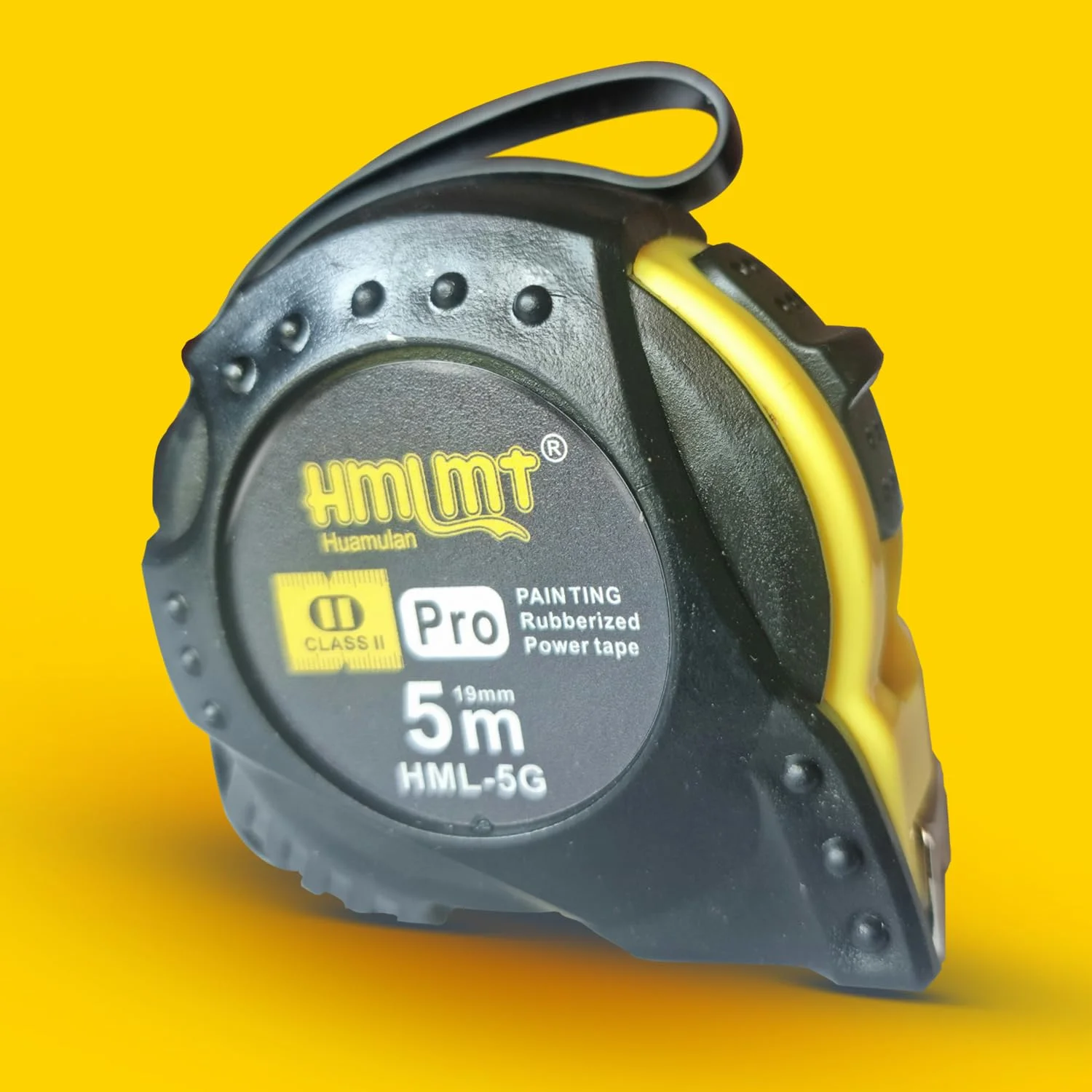 متر نواری سری HMLMT، 5 متر در 19 میلی متر - اندازه گیری های امپریال و متریک - قفل دوگانه اتوماتیک - گیره کمربند - مناسب برای مهندسان، مصارف خانگی، نجاری، ساخت و ساز (زرد)