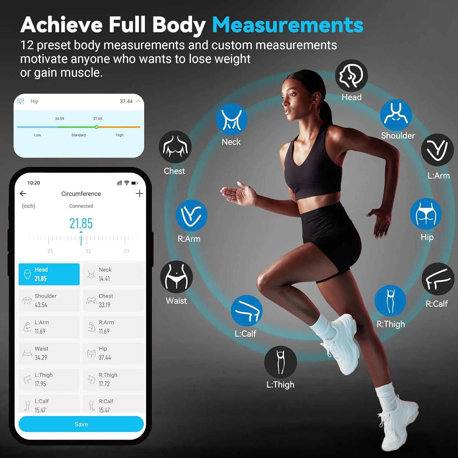 متر نواری هوشمند بدن ایبلگرید، متر اندازه گیری بدن قابل شارژ با برنامه Fitdays، ابزار دقیق اندازه گیری دیجیتال بدن برای افزایش عضله، کاهش وزن، تناسب اندام، قفل شونده، 150 سانتی متر متر نواری هوشمند بدن ایبلگرید، متر اندازه گیری بدن قابل شارژ با برنامه Fitdays، ابزار دقیق اندازه گیری دیجیتال بدن برای افزایش عضله، کاهش وزن، تناسب اندام، قفل شونده، 150 سانتی متر