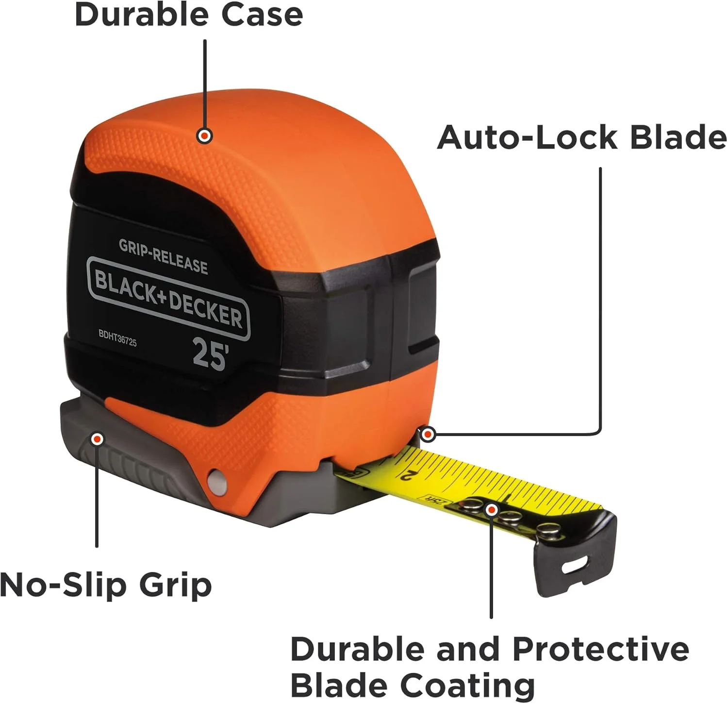 متر نواری 7.5 متری بلک اند دکر مدل Grip Release، قفل خودکار و قفل دستی (BDHT36725AP) متر نواری 7.5 متری بلک اند دکر مدل Grip Release، قفل خودکار و قفل دستی (BDHT36725AP)