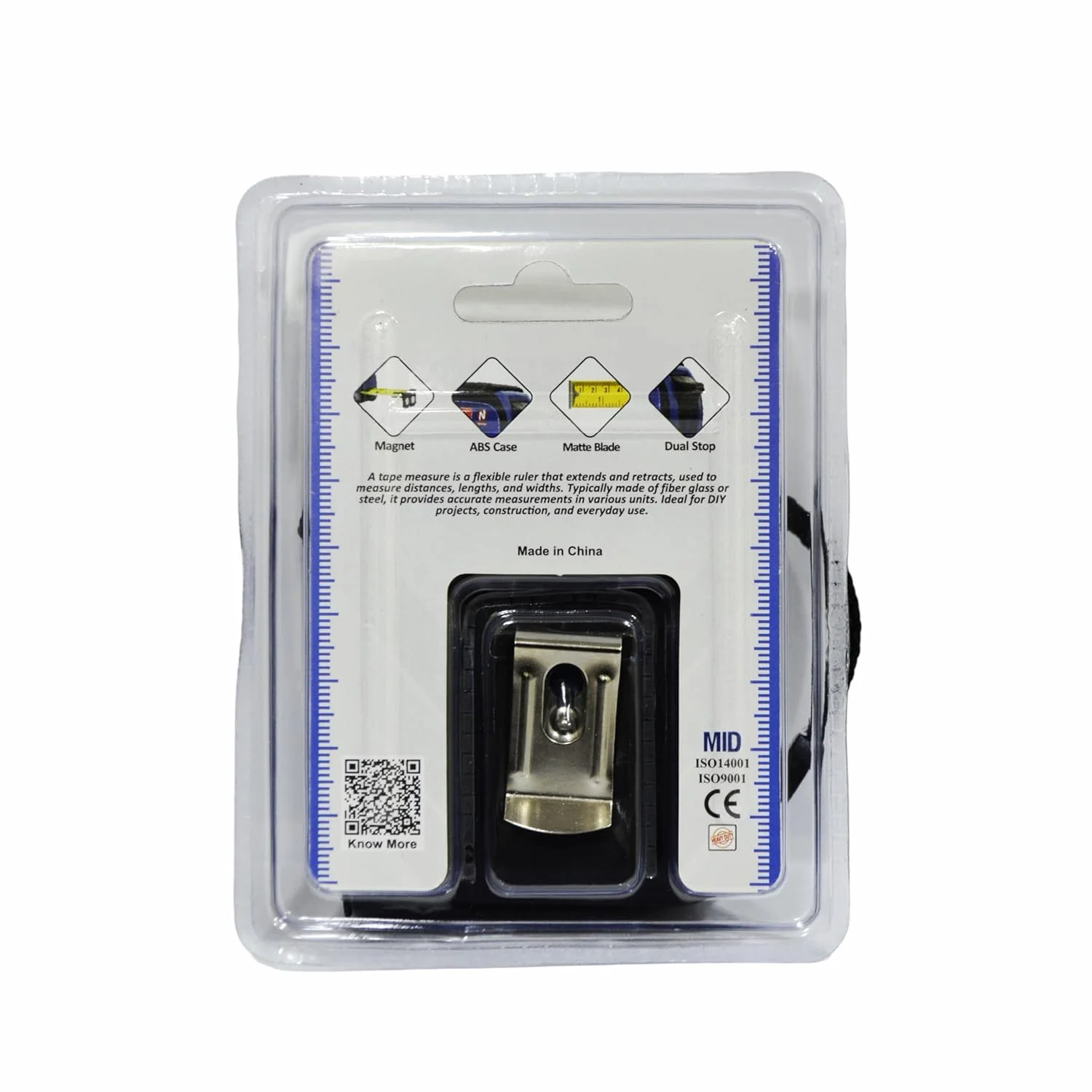 متر نواری IDEAL POWER TOOLS ID MT5X19HQ [5M*19mm] با فناوری توقف دوگانه، دسته PVC، نوک مغناطیسی و تیغه با روکش مات.