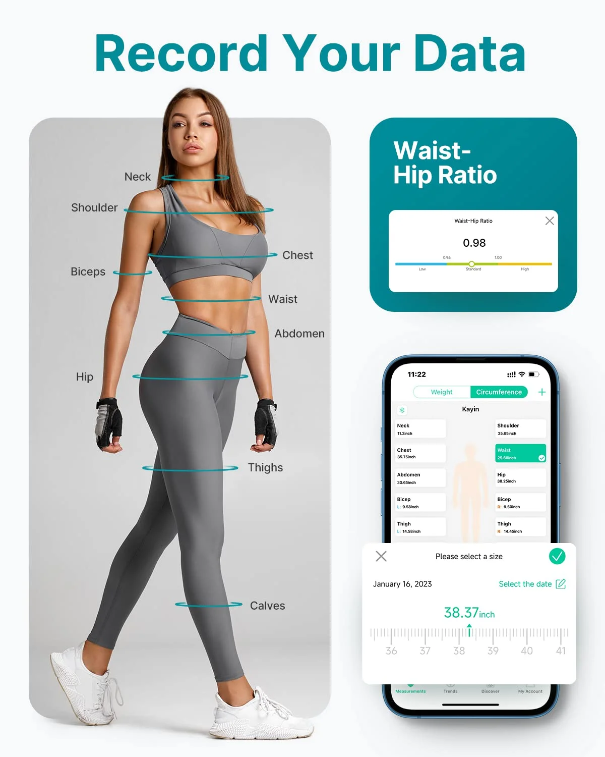 متر نواری هوشمند FITINDEX، متر اندازه گیری بدن با اپلیکیشن، خط کش جمع شونده دو مقیاسی با بلوتوث برای کاهش وزن، تناسب اندام، بدنسازی، نمایشگر LCD دیجیتال، اینچ و سانتی متر متر نواری هوشمند FITINDEX، متر اندازه گیری بدن با اپلیکیشن، خط کش جمع شونده دو مقیاسی با بلوتوث برای کاهش وزن، تناسب اندام، بدنسازی، نمایشگر LCD دیجیتال، اینچ و سانتی متر