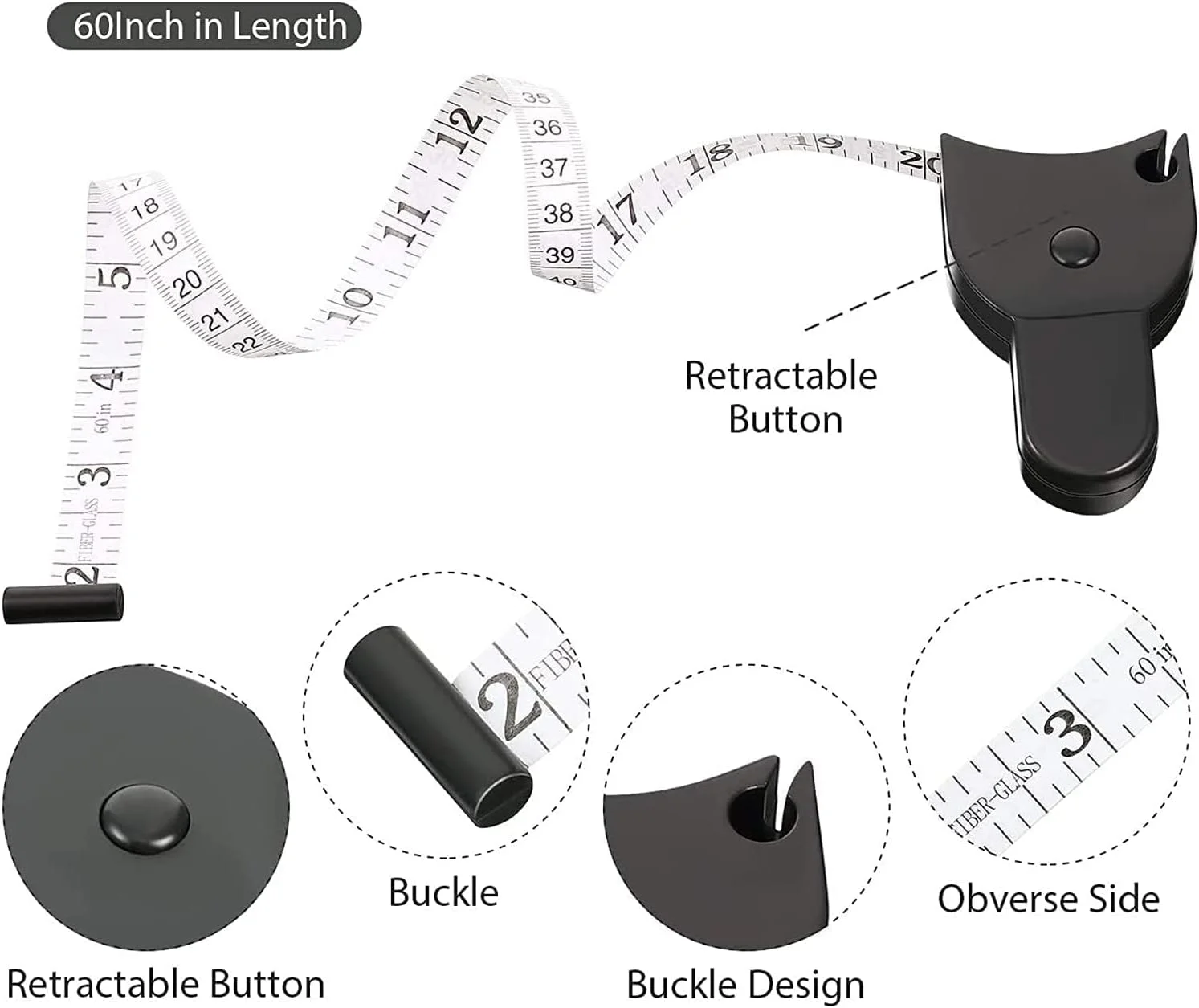 متر خیاطی دو طرفه جمع شونده، مناسب برای اندازه گیری پارچه، خیاطی، بافندگی و صنایع دستی، 150 سانتی متر، 2 عدد