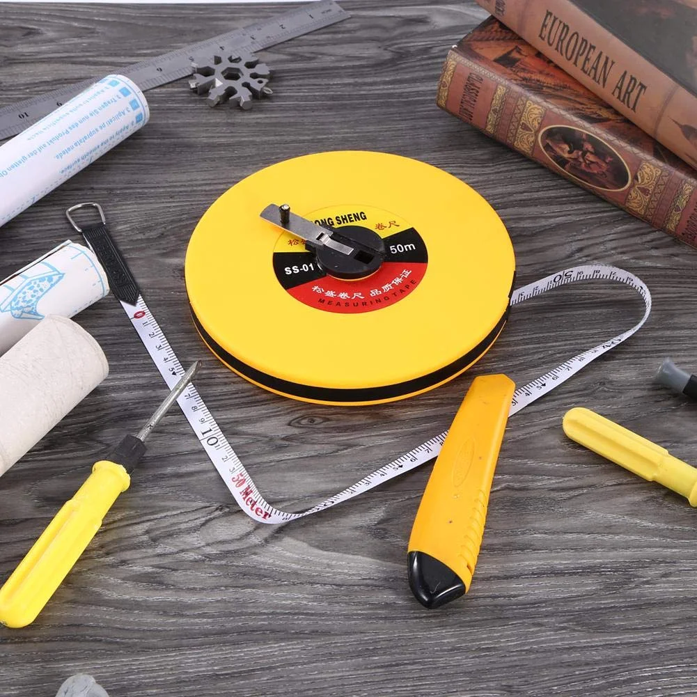 ابزار اندازه گیری مهندسی نوار فیبر با خط کش انعطاف پذیر دیسک دستی (50 متر)