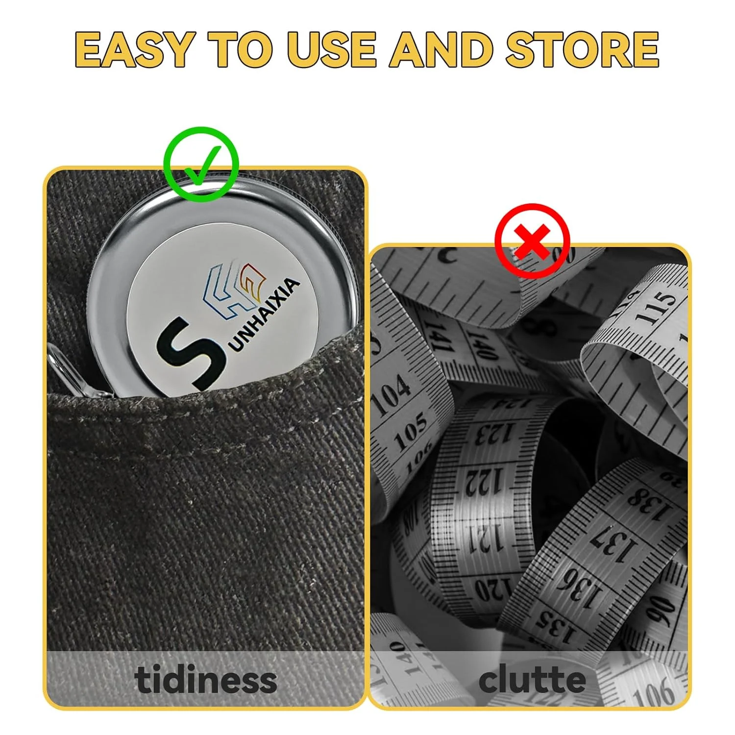 نوار اندازه گیری محیط دایره SUNHAIXIA از جنس استیل ضد زنگ - نوار اندازه گیری امپریال و متریک، محدوده اندازه گیری قطر 64 سانتی متر