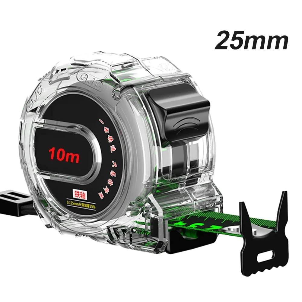 متر نواری خود قفل شونده فولادی، ابزار متریک با علامت دو طرفه شب تاب برای نقشه برداران، مهندسان و برقکاران، با نوک مغناطیسی و روکش محافظ لاستیکی