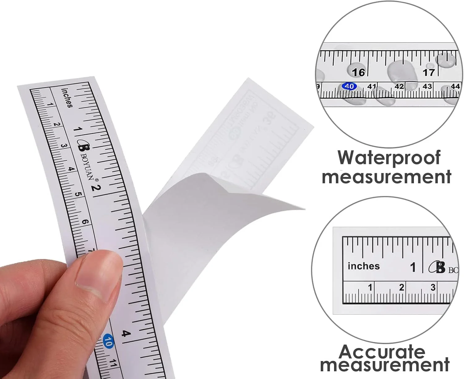 نوار اندازه گیری خود چسب TERRIFI، خط کش میز کار، ضد آب، نوار اندازه گیری دو مقیاسی ماهی، 90 سانتی متر