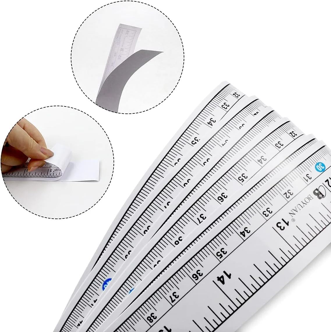 نوار اندازه گیری خود چسب Excefore، 8 عدد، خط کش کارگاهی با پشت چسب دار، مقیاس دوگانه، نوار اندازه گیری چسبی از چپ به راست، 90 سانتی متر برای کار، نجاری، اره، میز طراحی