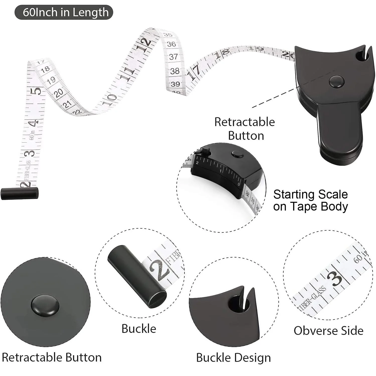 متر نواری بدن Jeyssui، 2 عددی، متر نواری جمع شونده برای اندازه گیری دور کمر، باسن، بازوها، پارچه، خیاطی، بافندگی، اندازه گیری پارچه، 150 سانتی متر متر نواری بدن Jeyssui، 2 عددی، متر نواری جمع شونده برای اندازه گیری دور کمر، باسن، بازوها، پارچه، خیاطی، بافندگی، اندازه گیری پارچه، 150 سانتی متر