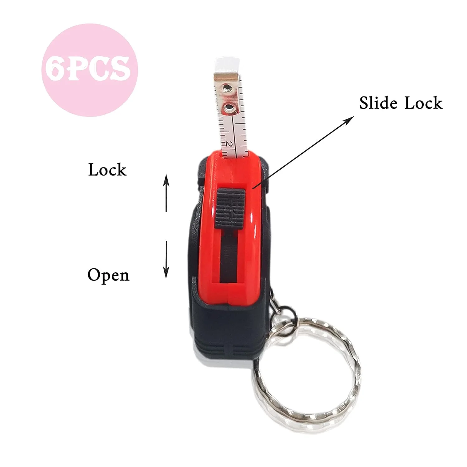 متر نواری جمع شونده 1 متری / 3 فوتی Alovexiong، جاکلیدی کوچک، متر اندازه گیری متریک/اینچ، خط کش نواری قابل حمل با قفل کشویی پایدار برای اندازه گیری بدن، کودکان (بسته 6 عددی)