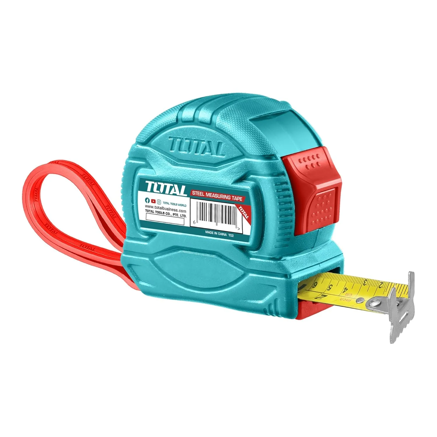 متر فلزی توتال 8 متری | متر نواری جمع شونده سنگین با مکانیزم قفل آسان | تیغه فولادی بادوام برای اندازه گیری دقیق | طراحی جمع و جور و ارگونومیک برای متخصصان و استفاده های شخصی