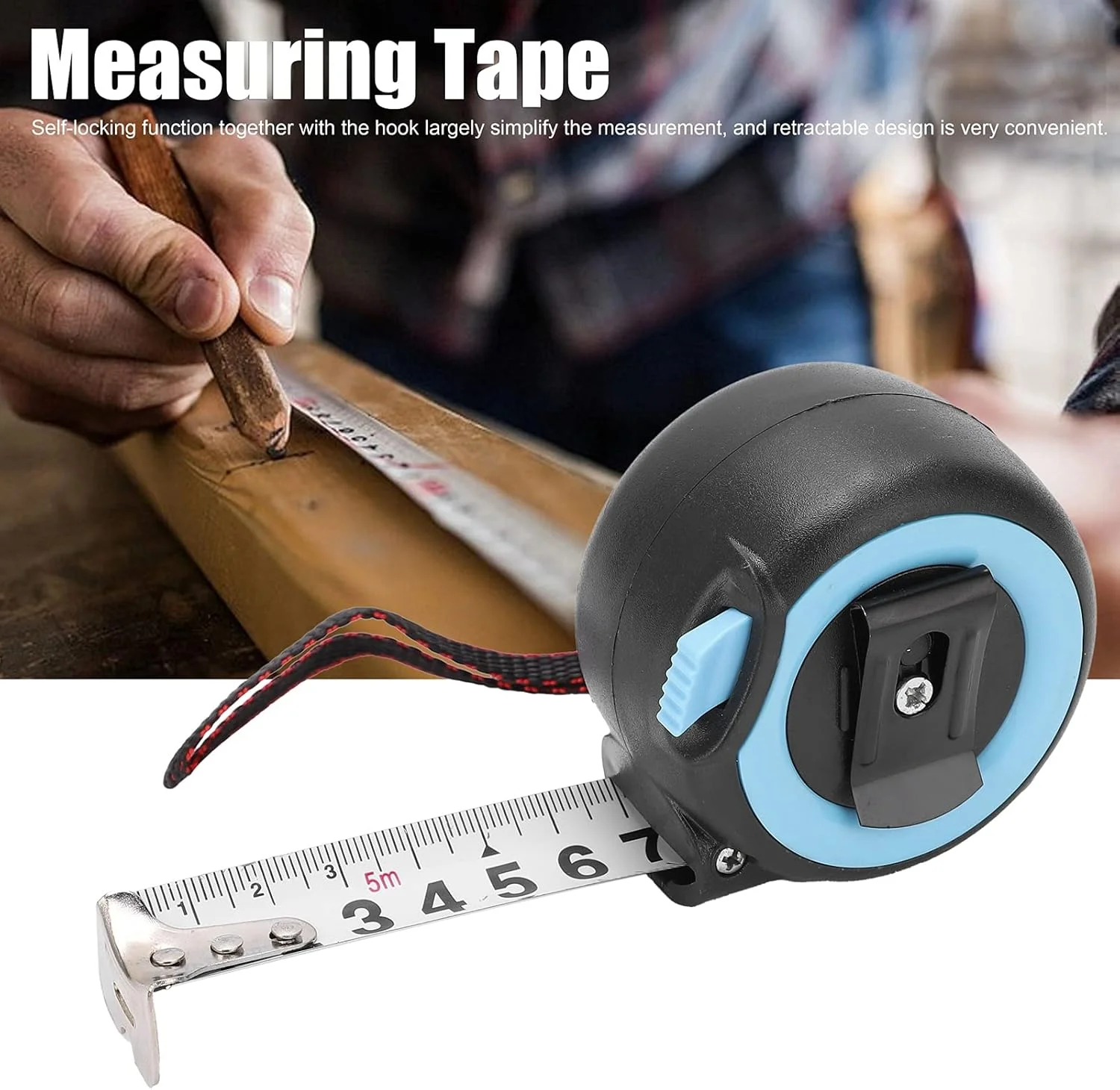 متر نواری سوراندی 5 متری، متر اندازه گیری جمع شونده برای ساخت و ساز، خط کش جیبی با روکش محافظ لاستیکی برای نقشه برداران، مهندسان، برقکاران و صنعتگران