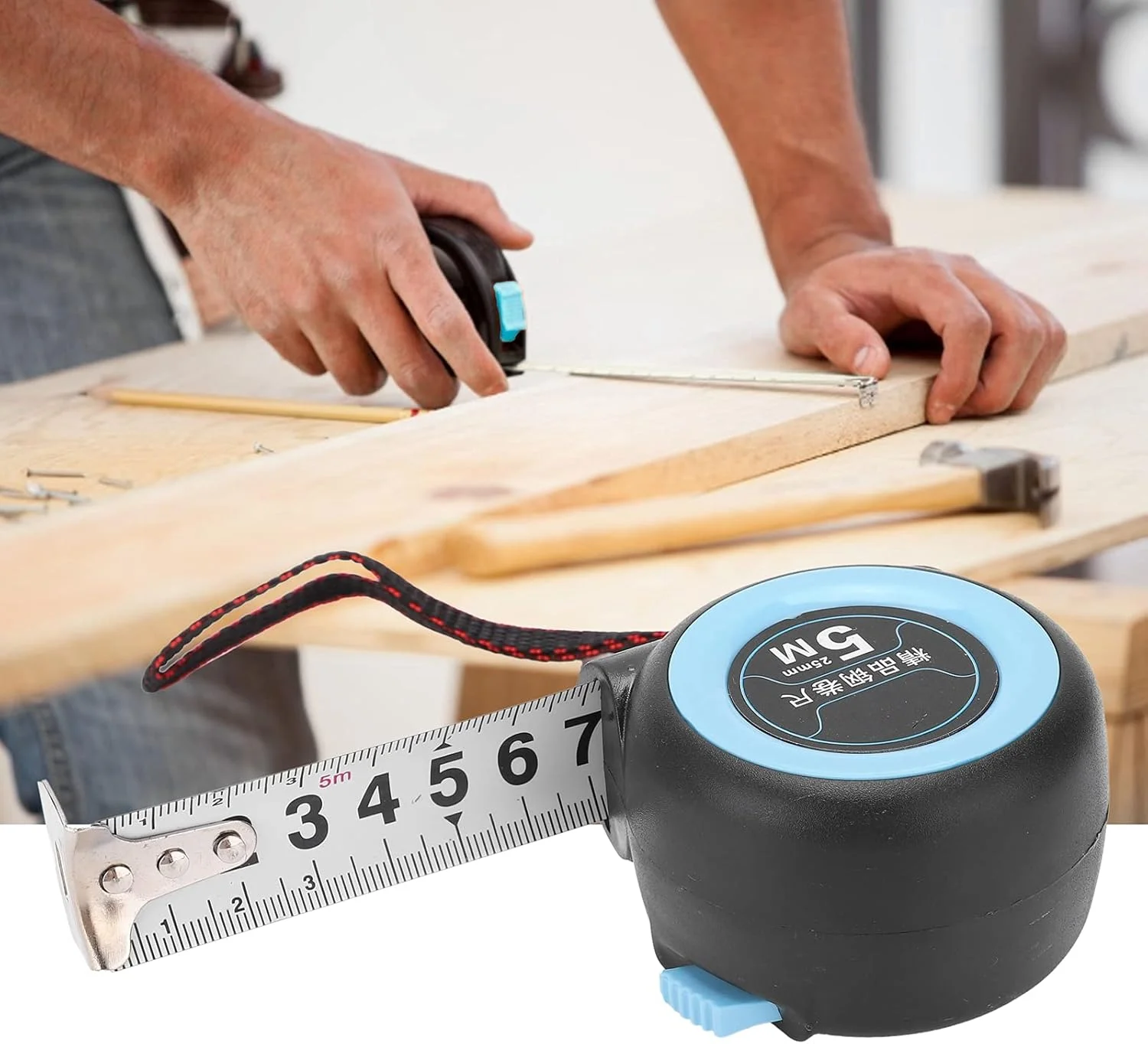 متر نواری سوراندی 5 متری، متر اندازه گیری جمع شونده برای ساخت و ساز، خط کش جیبی با روکش محافظ لاستیکی برای نقشه برداران، مهندسان، برقکاران و صنعتگران