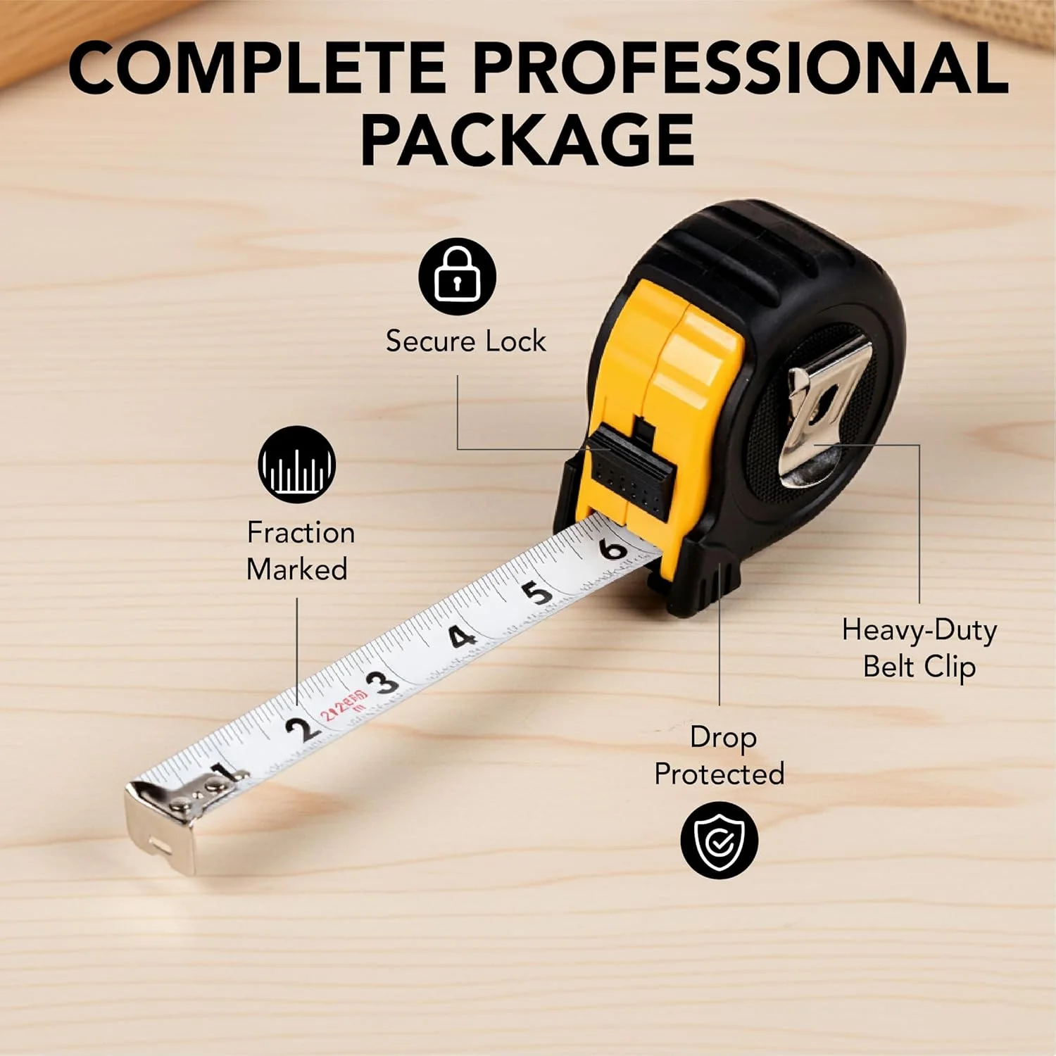 متر نواری آقای پن، 7.6 متر، متر نواری فولادی، متر نواری جمع شونده، متر نواری با کسری، متر نواری با خوانایی آسان، متر نواری 7.6 متری، متر نواری فولادی.