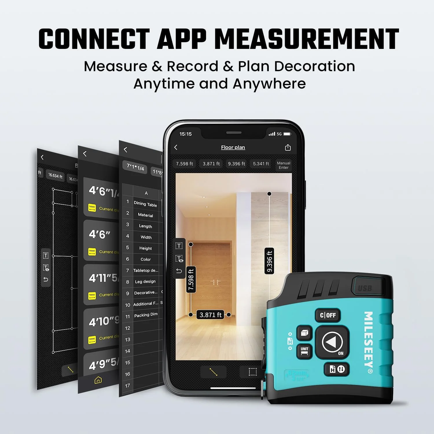 متر لیزری نواری 3 در 1 MiLESEEY DT20، متر فاصله یاب لیزری 40 متری، متر نواری دیجیتال 5 متری، متر نواری معمولی، حالت فیثاغورث اندازه گیری حجم مساحت، ضد آب و قابل شارژ متر لیزری نواری 3 در 1 MiLESEEY DT20، متر فاصله یاب لیزری 40 متری، متر نواری دیجیتال 5 متری، متر نواری معمولی، حالت فیثاغورث اندازه گیری حجم مساحت، ضد آب و قابل شارژ