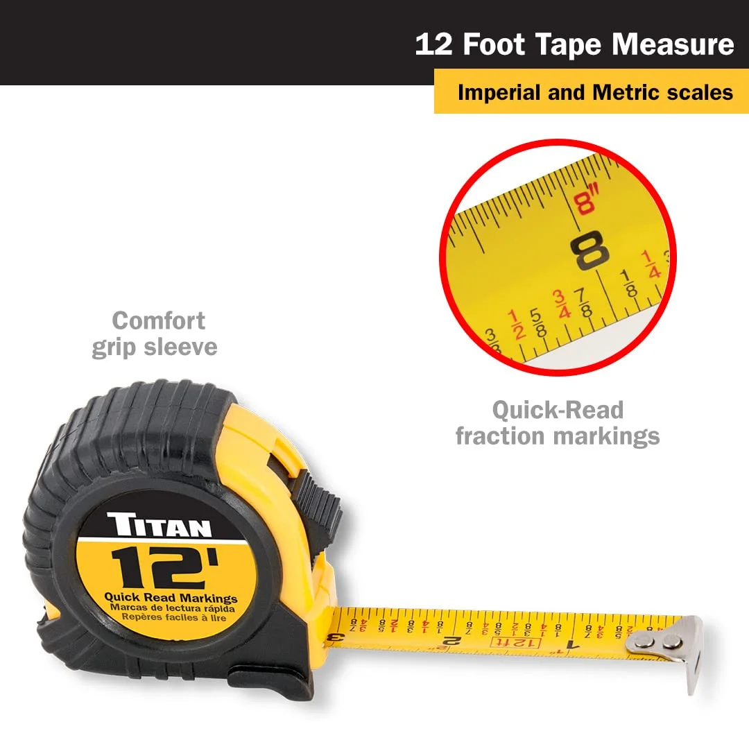 مجموعه 6 عددی متر نواری 3.6 متری تایتان 10912 با علامت گذاری استاندارد خوانا و بدنه بادوام