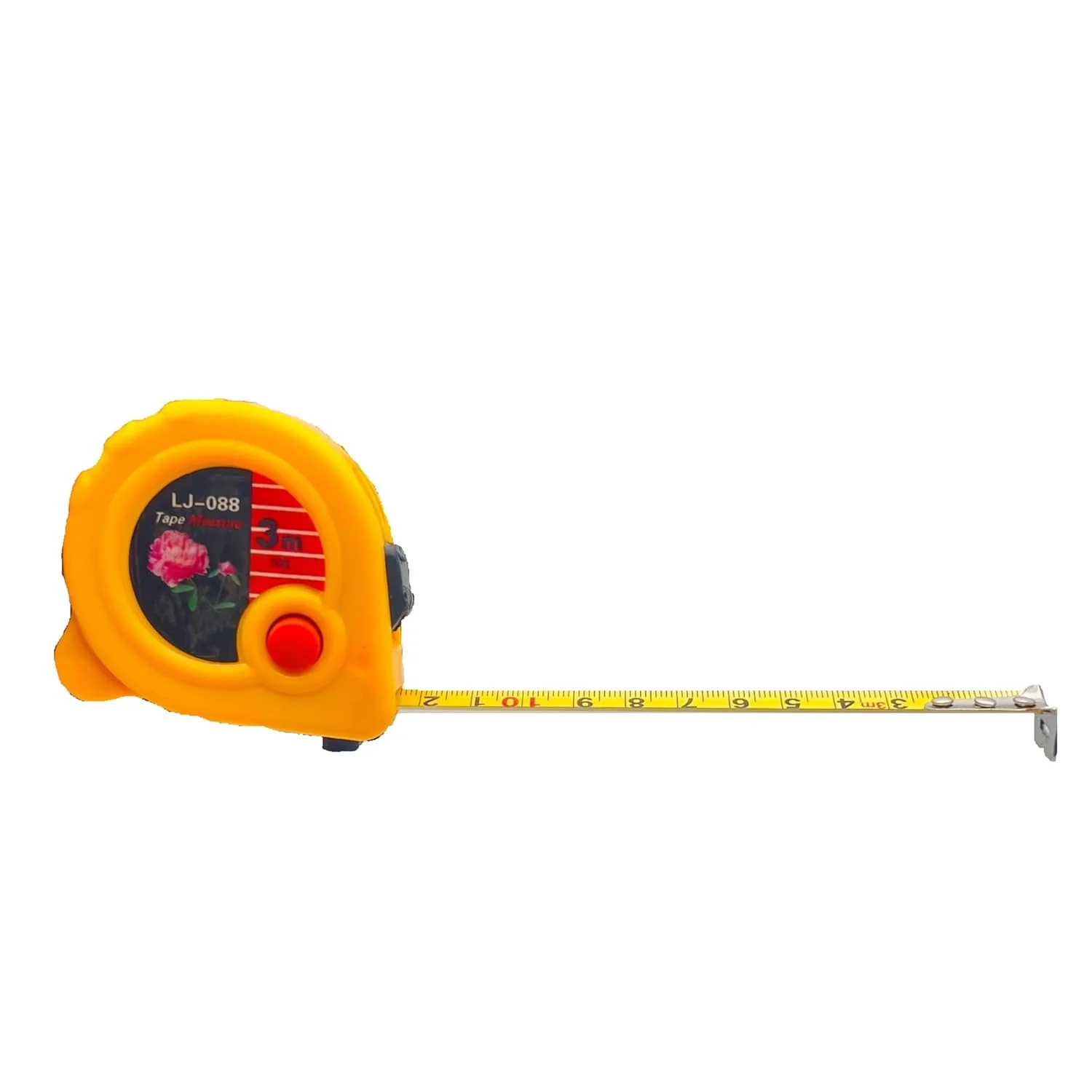 دو عدد متر نواری جمع شونده 3 متری بادوام LJ-088 با مقیاس متریک، مکانیزم قفل شونده و بدنه زرد با دید بالا - ایده آل برای نجاری، ساخت و ساز و پروژه های خانگی