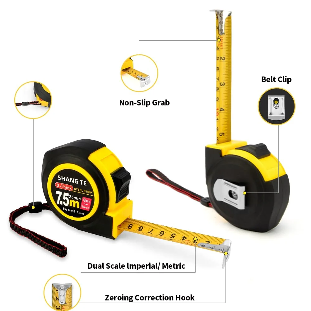 بسته 2 عددی متر نواری (7.5 متر) مترهای اندازه گیری فولادی جمع شونده دیجیتال با قابلیت خواندن آسان 7.5 متری نوار اندازه گیری سنگین با کسری ابزار اندازه گیری برای نجار خانگی صنعتگر برقکار Cinta Metrica بسته 2 عددی متر نواری (7.5 متر) مترهای اندازه گیری فولادی جمع شونده دیجیتال با قابلیت خواندن آسان 7.5 متری نوار اندازه گیری سنگین با کسری ابزار اندازه گیری برای نجار خانگی صنعتگر برقکار Cinta Metrica