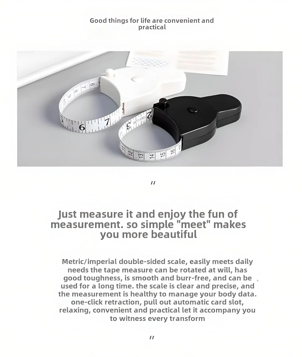 متر خیاطی دو طرفه اتوماتیک یلاژوی، متر پلاستیکی با دقت بالا، 150 سانتی متر برای بازو، سینه، ران، کمر، خیاطی و مربی شخصی متر خیاطی دو طرفه اتوماتیک یلاژوی، متر پلاستیکی با دقت بالا، 150 سانتی متر برای بازو، سینه، ران، کمر، خیاطی و مربی شخصی