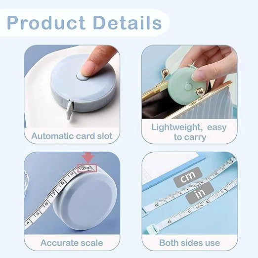 متر خیاطی 6 عددی، متر نواری مینی پارچه ای 1.5 متری جمع شونده، متر نواری نرم برای خیاطی، لوازم جانبی منزل و محل کار