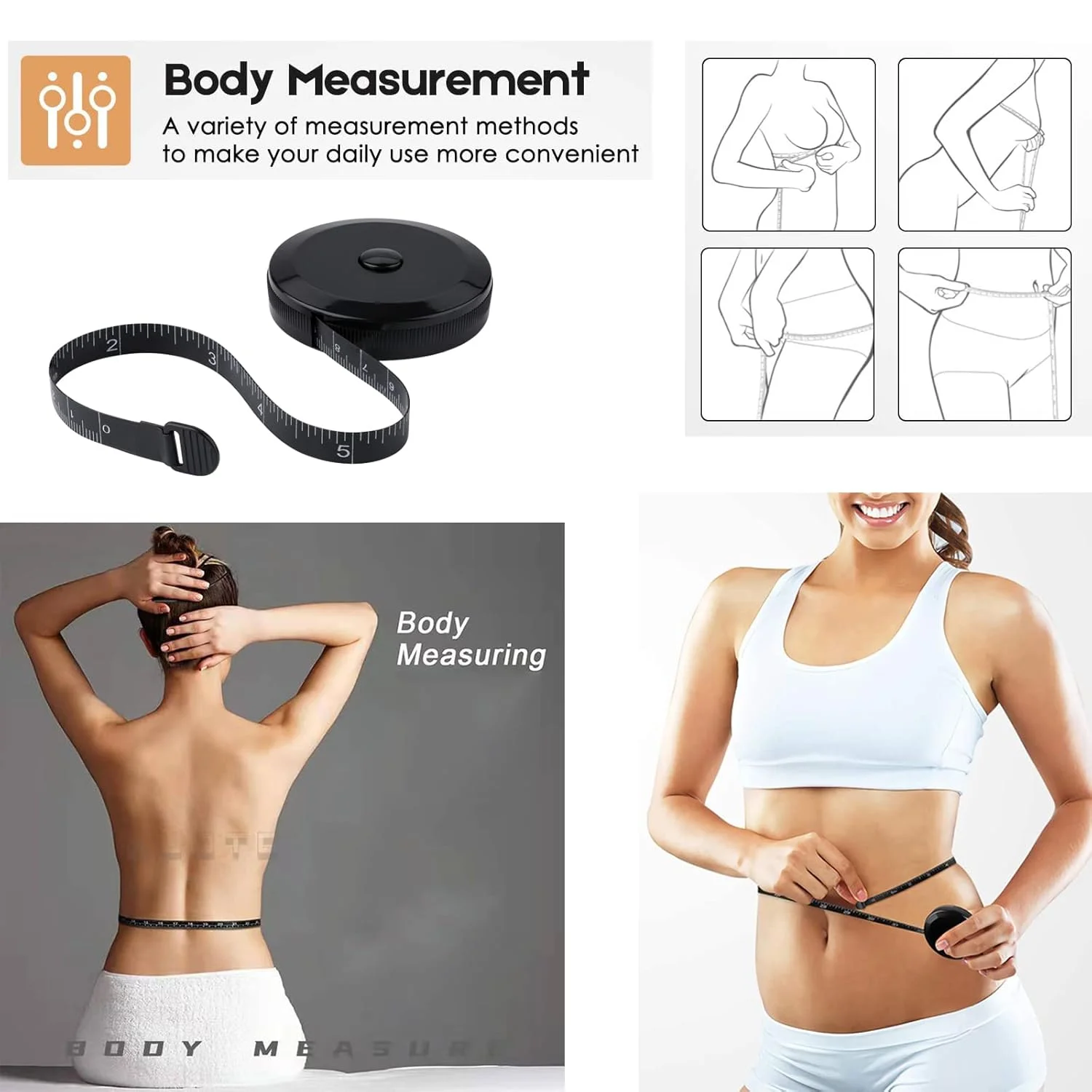 متر خیاطی بدنه مستر.دو، متر نواری جمع شونده 150 سانتی متر / 60 اینچ، مشکی متر خیاطی بدنه مستر.دو، متر نواری جمع شونده 150 سانتی متر / 60 اینچ، مشکی