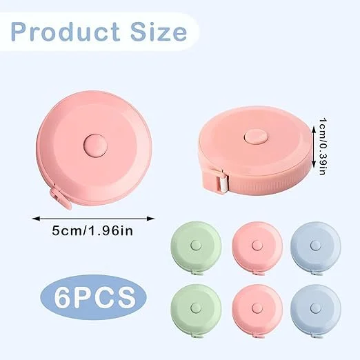 متر خیاطی 6 عددی، متر نواری مینی پارچه ای 1.5 متری جمع شونده، متر نواری نرم برای خیاطی، لوازم جانبی منزل و محل کار