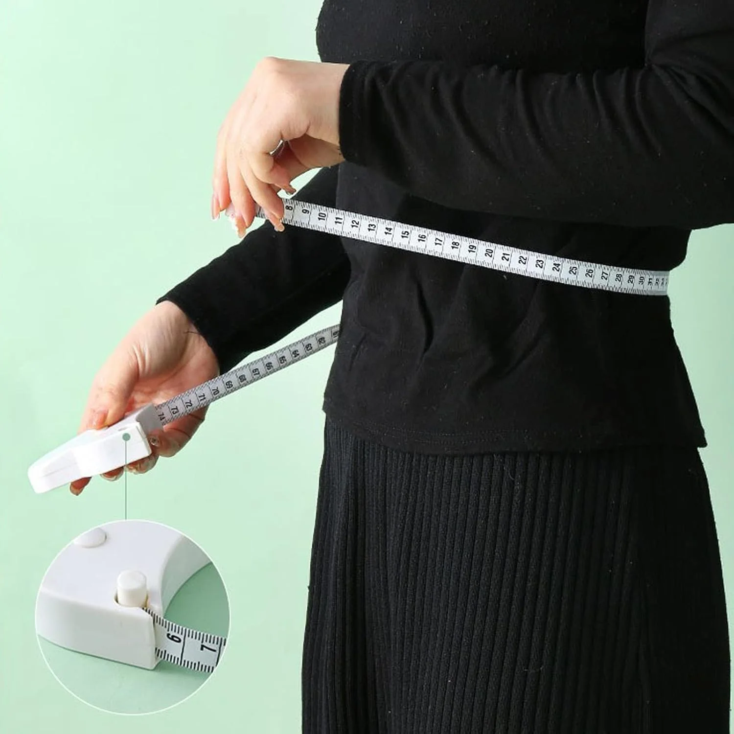 متر نواری بدن GAILY YOUTH، متر نواری تلسکوپی اتوماتیک 150 سانتی‌متری، متر نواری کوچک با مقیاس دوگانه متریک و اینچی برای اندازه‌گیری بدن، تناسب اندام، خیاطی (صورتی)