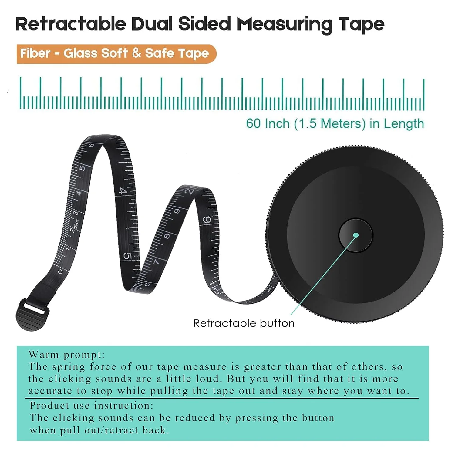 متر خیاطی بدنه مستر.دو، متر نواری جمع شونده 150 سانتی متر / 60 اینچ، مشکی متر خیاطی بدنه مستر.دو، متر نواری جمع شونده 150 سانتی متر / 60 اینچ، مشکی