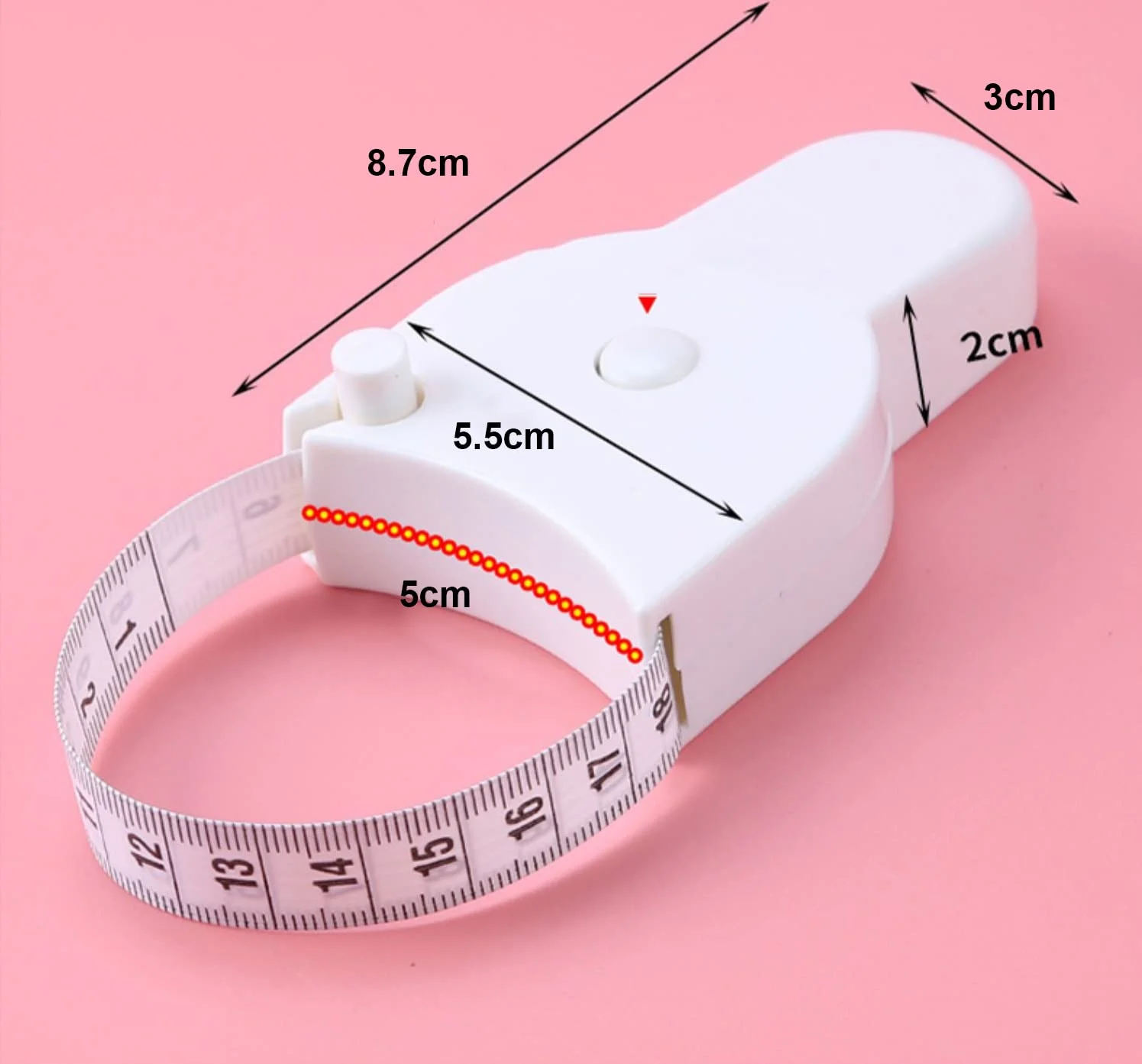 متر نواری بدن GAILY YOUTH، متر نواری تلسکوپی اتوماتیک 150 سانتی‌متری، متر نواری کوچک با مقیاس دوگانه متریک و اینچی برای اندازه‌گیری بدن، تناسب اندام، خیاطی (صورتی)