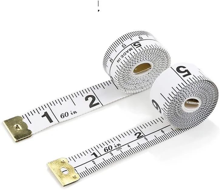 متر خیاطی دو طرفه، مناسب برای اندازه گیری بدن، پارچه، خیاطی، مصارف خانگی، 150 سانتی متر، نوار نرم (سفید)