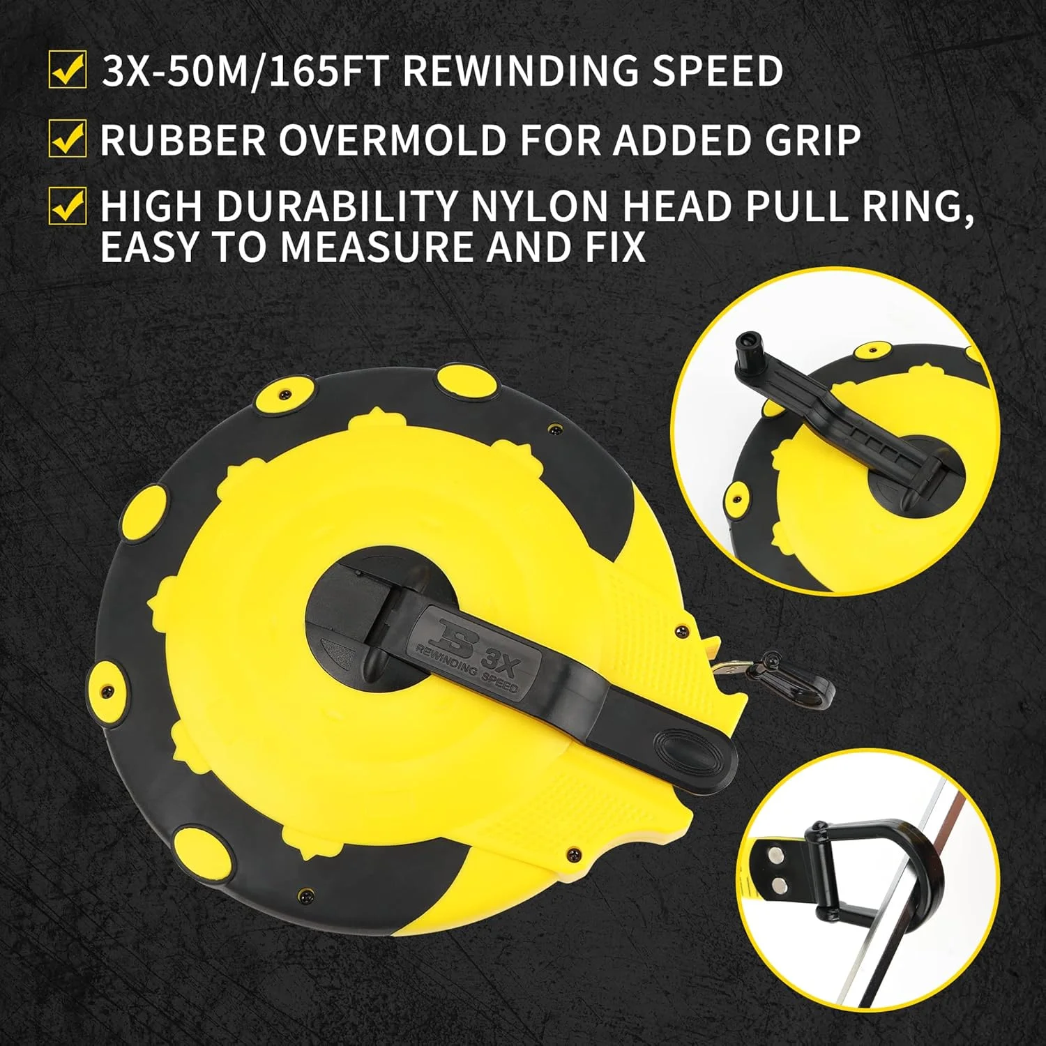 متر نواری نرم فیبری 50 متری / 165 فوتی، متر نواری چرمی، خط کش اندازه گیری دستی