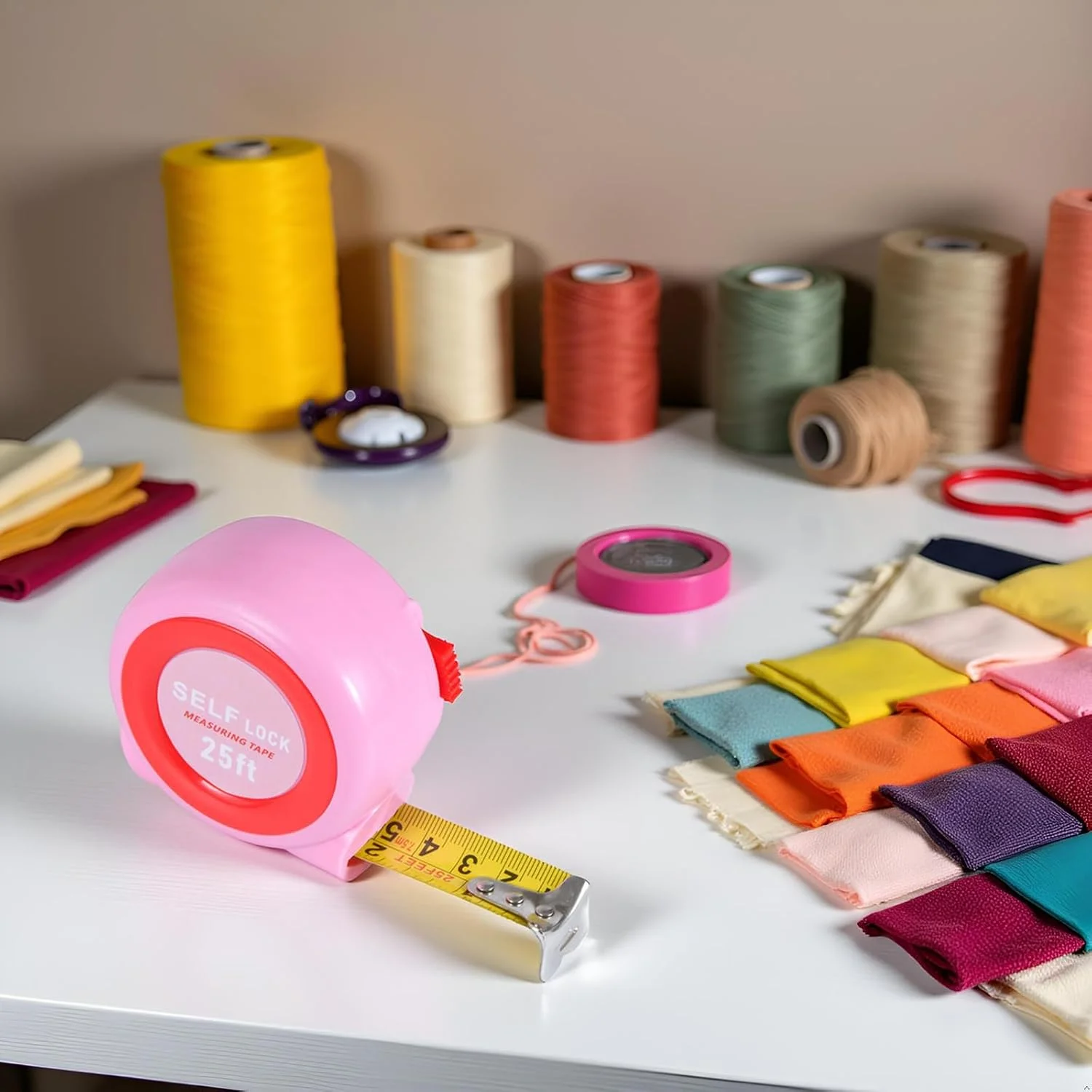 متر نواری صورتی زیبا، 7.5 متری، قفل خودکار متر نواری صورتی زیبا، 7.5 متری، قفل خودکار