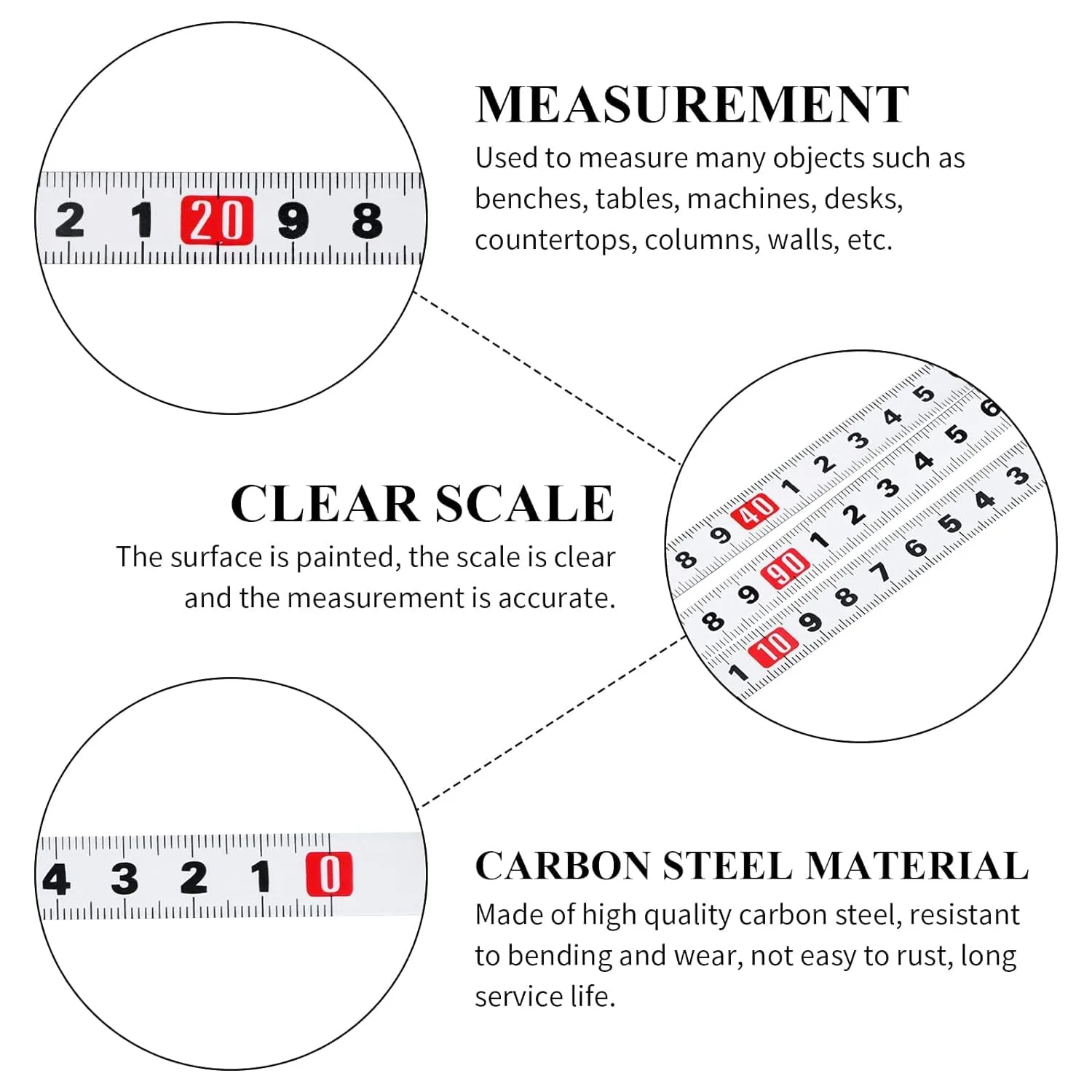 3 عدد خط کش چسبی متری 1 متری - اندازه گیری از چپ به راست، راست به چپ، وسط به هر دو طرف - خط کش برچسبی برای اره رومیزی مکانیکی