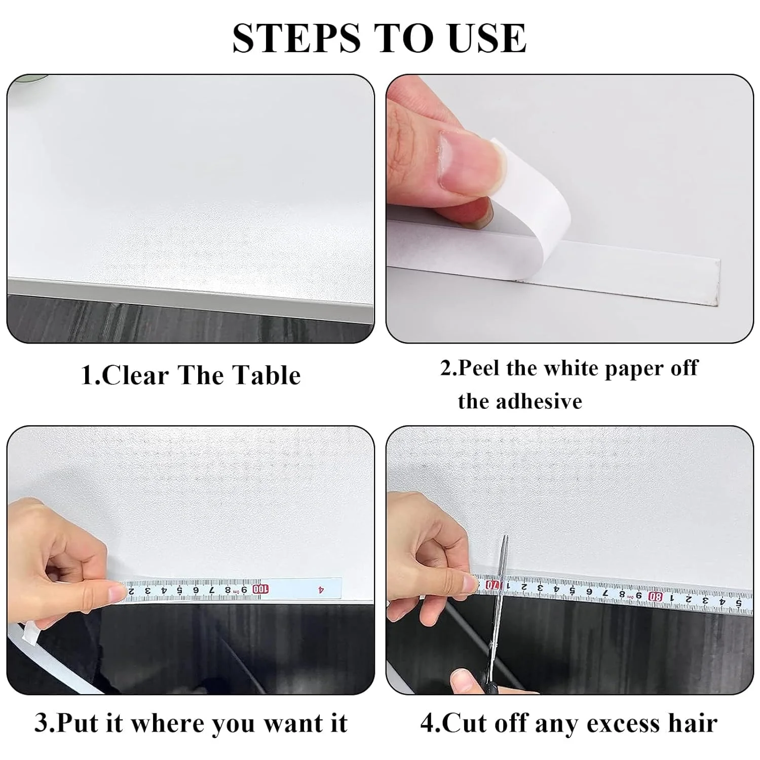 3 عدد خط کش چسبی متری 1 متری - اندازه گیری از چپ به راست، راست به چپ، وسط به هر دو طرف - خط کش برچسبی برای اره رومیزی مکانیکی