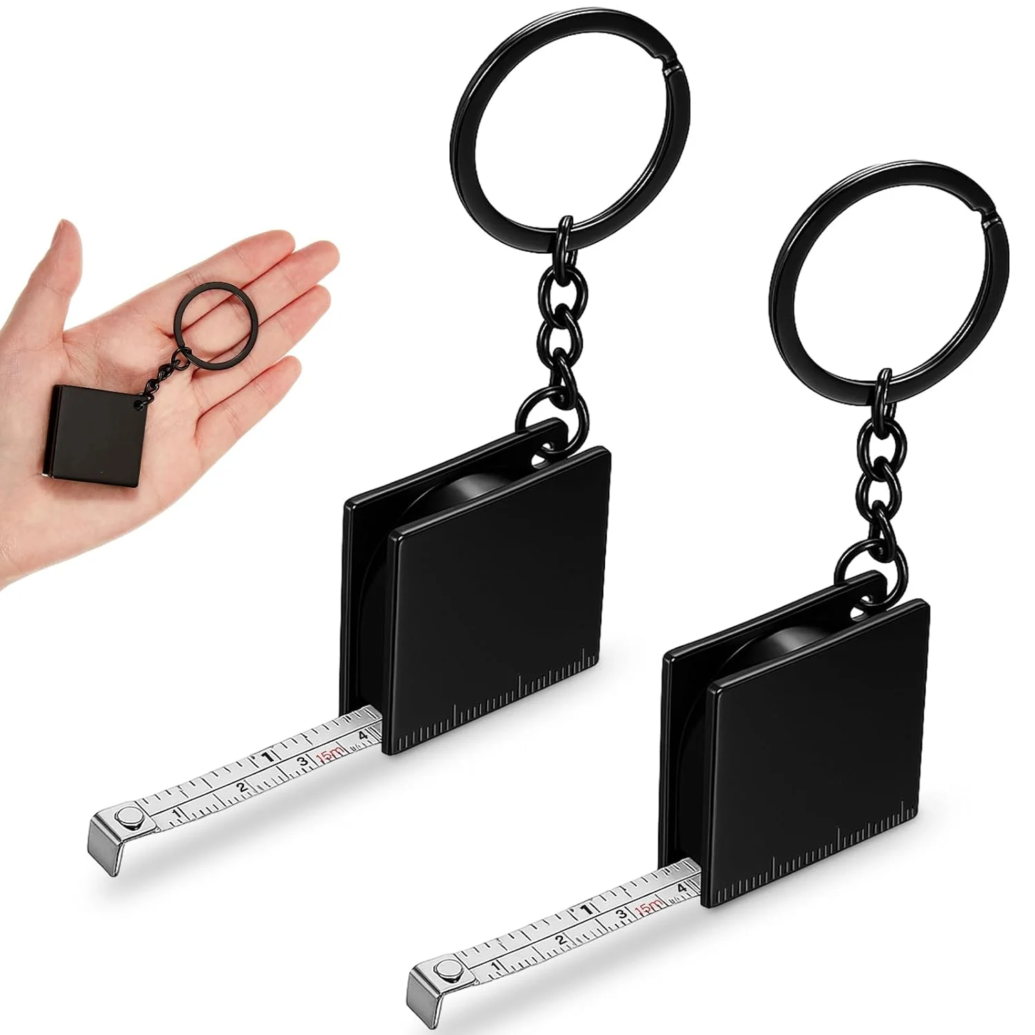 کیلی 2 عددی مینی متر نواری جاکلیدی فلزی تا 132 سانتی متر / 1.32 متر متر نواری کوچک جمع شونده (مشکی)