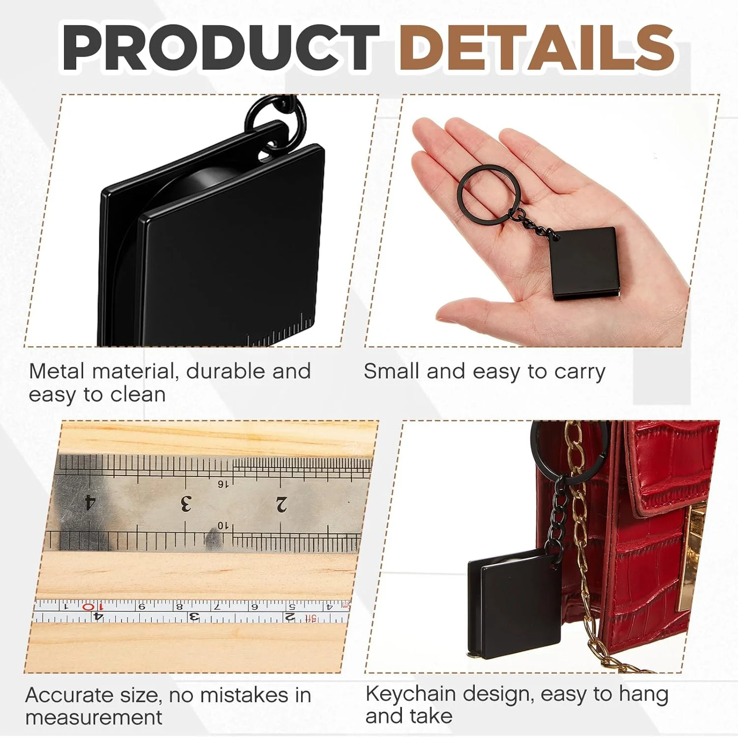 کیلی 2 عددی مینی متر نواری جاکلیدی فلزی تا 132 سانتی متر / 1.32 متر متر نواری کوچک جمع شونده (مشکی)