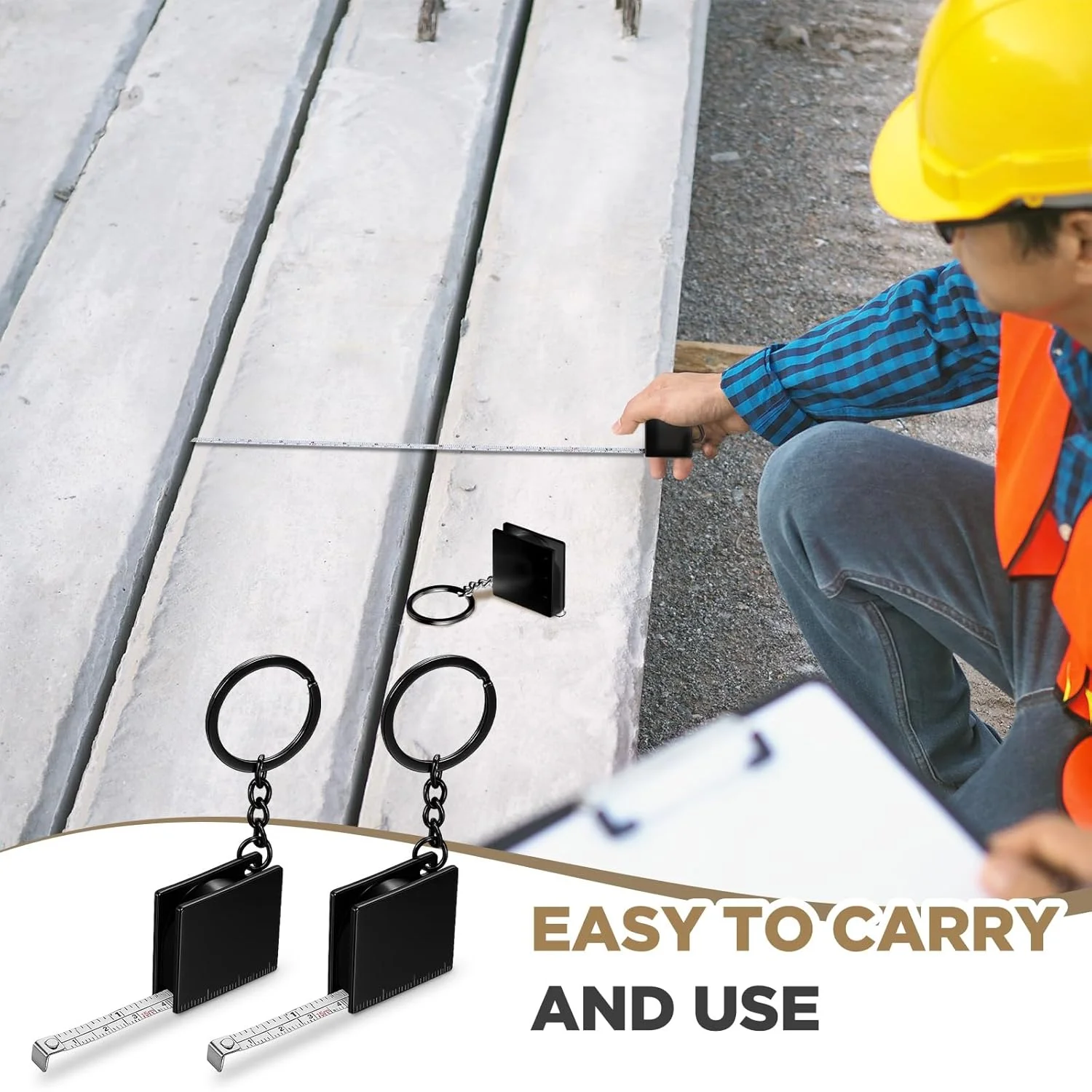 کیلی 2 عددی مینی متر نواری جاکلیدی فلزی تا 132 سانتی متر / 1.32 متر متر نواری کوچک جمع شونده (مشکی)