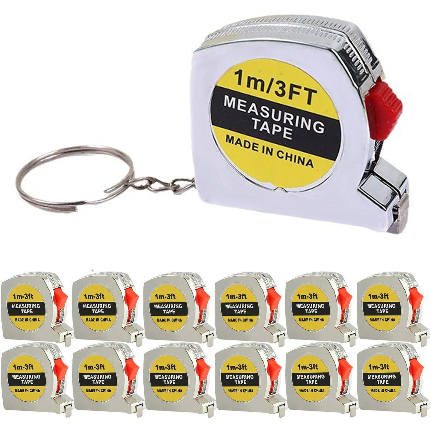 جاکلیدی متر نواری مینی 12 عددی، مترهای جمع شونده 1.5 اینچی با قفل، خط کش کوچک کاربردی برای مهمانی، کیسه هدیه، جوایز کلاسی، 1 متر