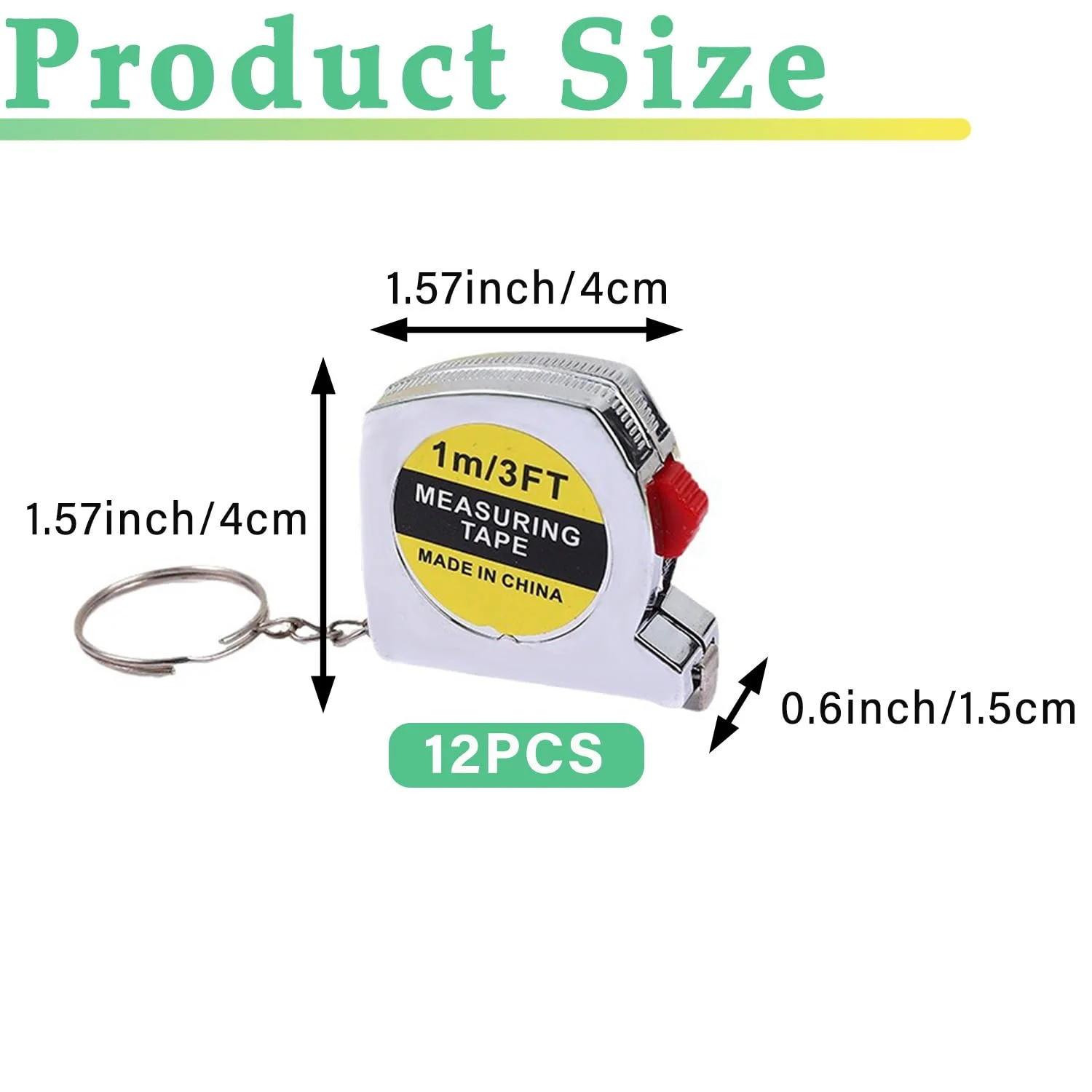 جاکلیدی متر نواری مینی 12 عددی، مترهای جمع شونده 1.5 اینچی با قفل، خط کش کوچک کاربردی برای مهمانی، کیسه هدیه، جوایز کلاسی، 1 متر