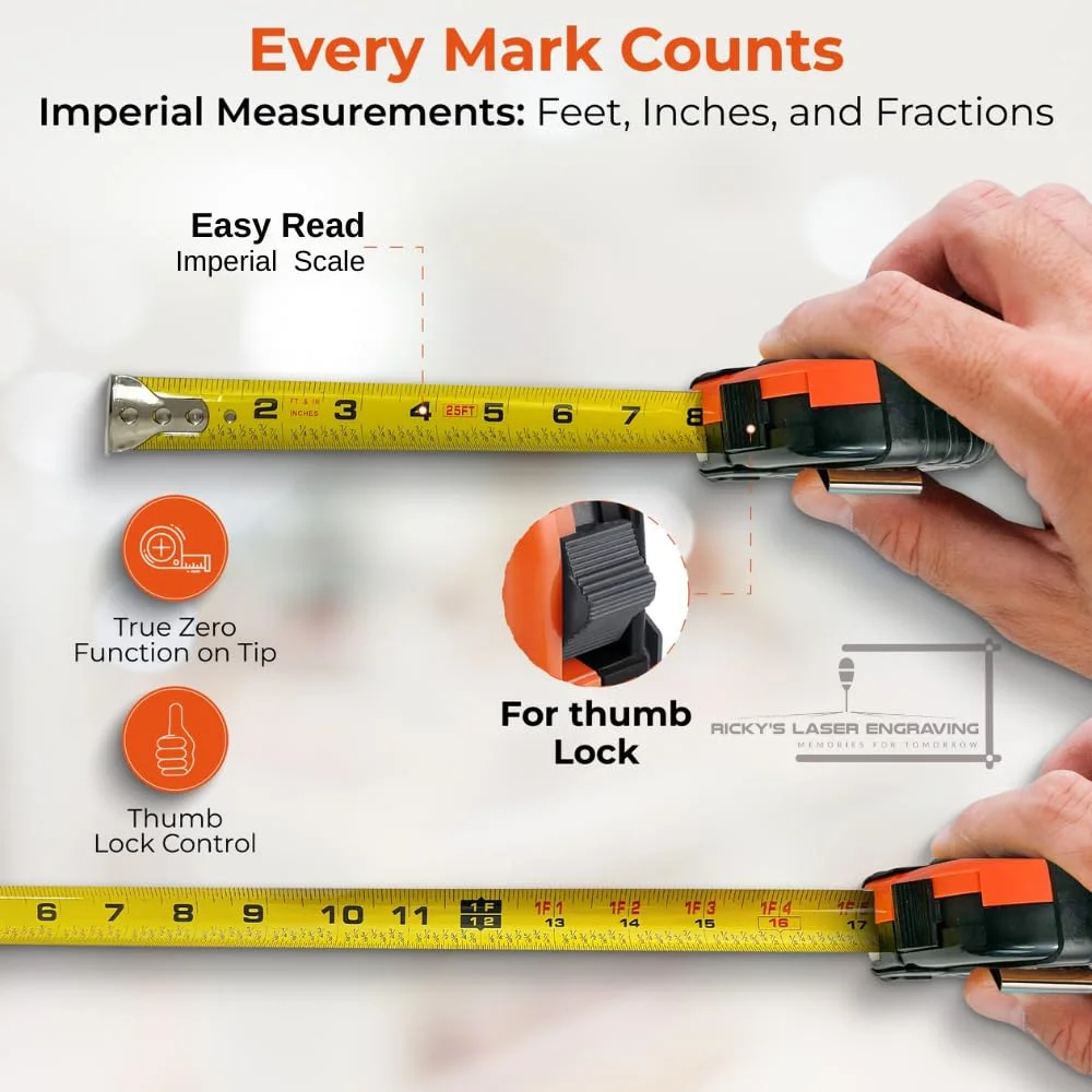 متر نواری 7.5 متری - متر نواری سفارشی - هدیه ای متفکرانه با علائم خوانا - متر نواری 7.5 متری برای کارهای دستی، ساخت و ساز و صنایع دستی (ساقدوش داماد)